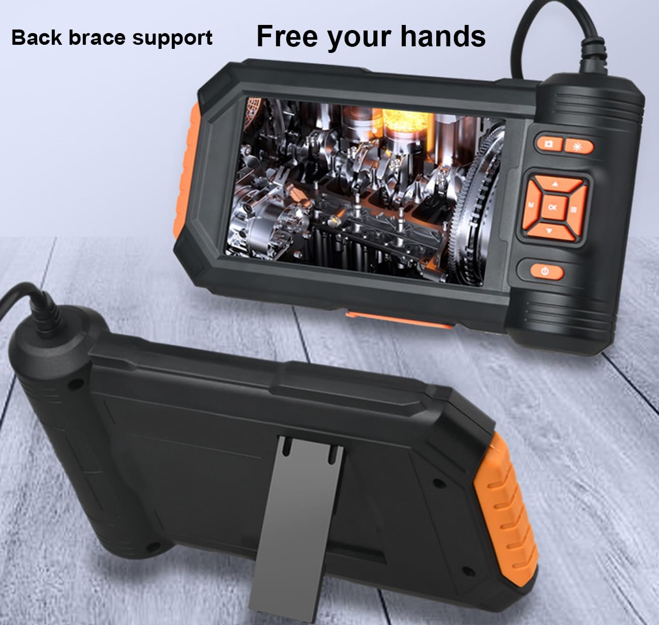 Triple Lens Inspection Camera 32FT, 5'' IPS Screen 1080P HD 8mm Endoscope Inspection Camera with Lights, Waterproof Drainage Borescope for Sewer Pipe Plumbing Snake Semi-Rigid Cable