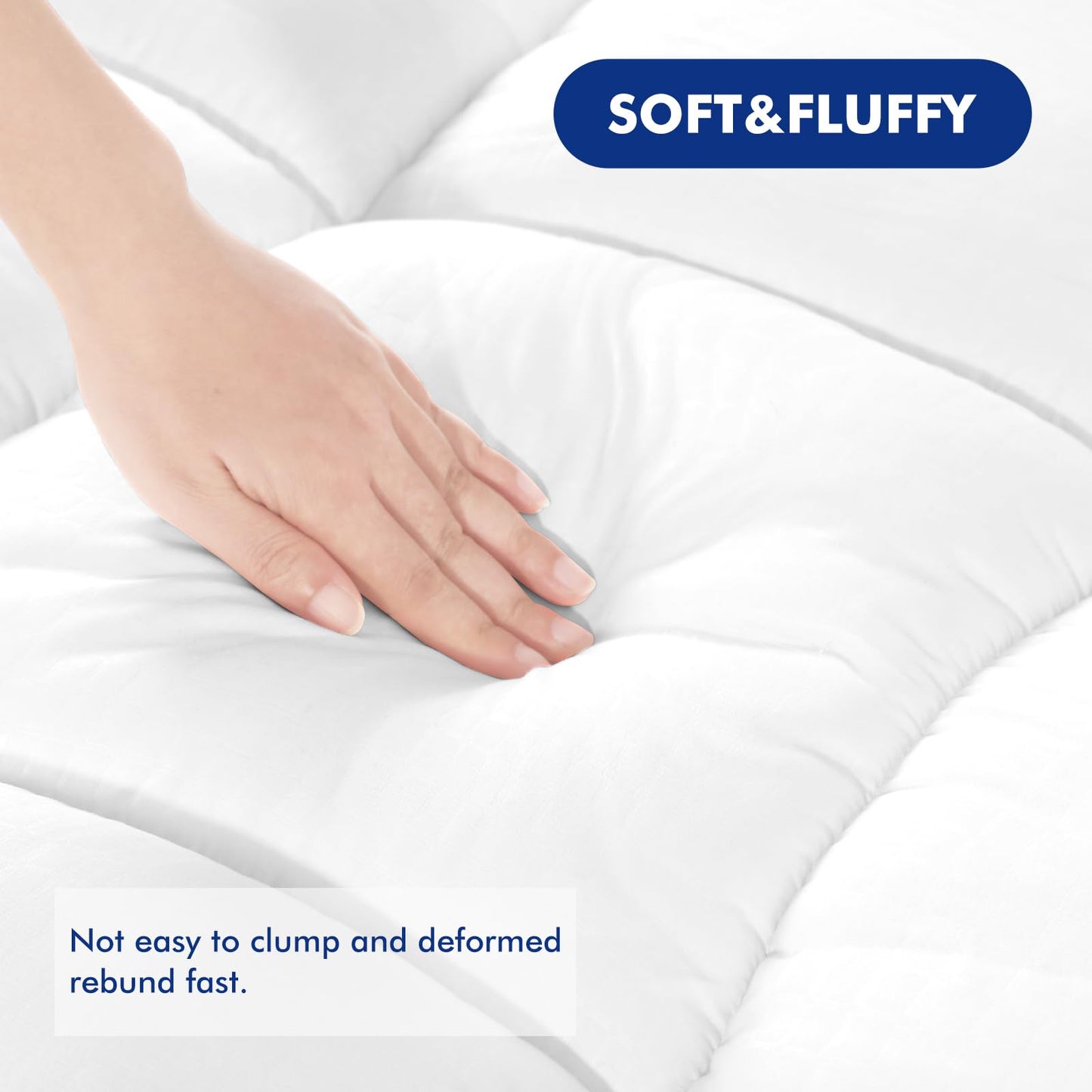 Extra Thick Mattress Topper Double/Full Size Winter Warm Mattress Pad Cover 800GSM 400 TC Breathable Pillow Top 8-21 Inch Elastic Deep Pocket - Overfilled with Down Alternative(54"x75"White)