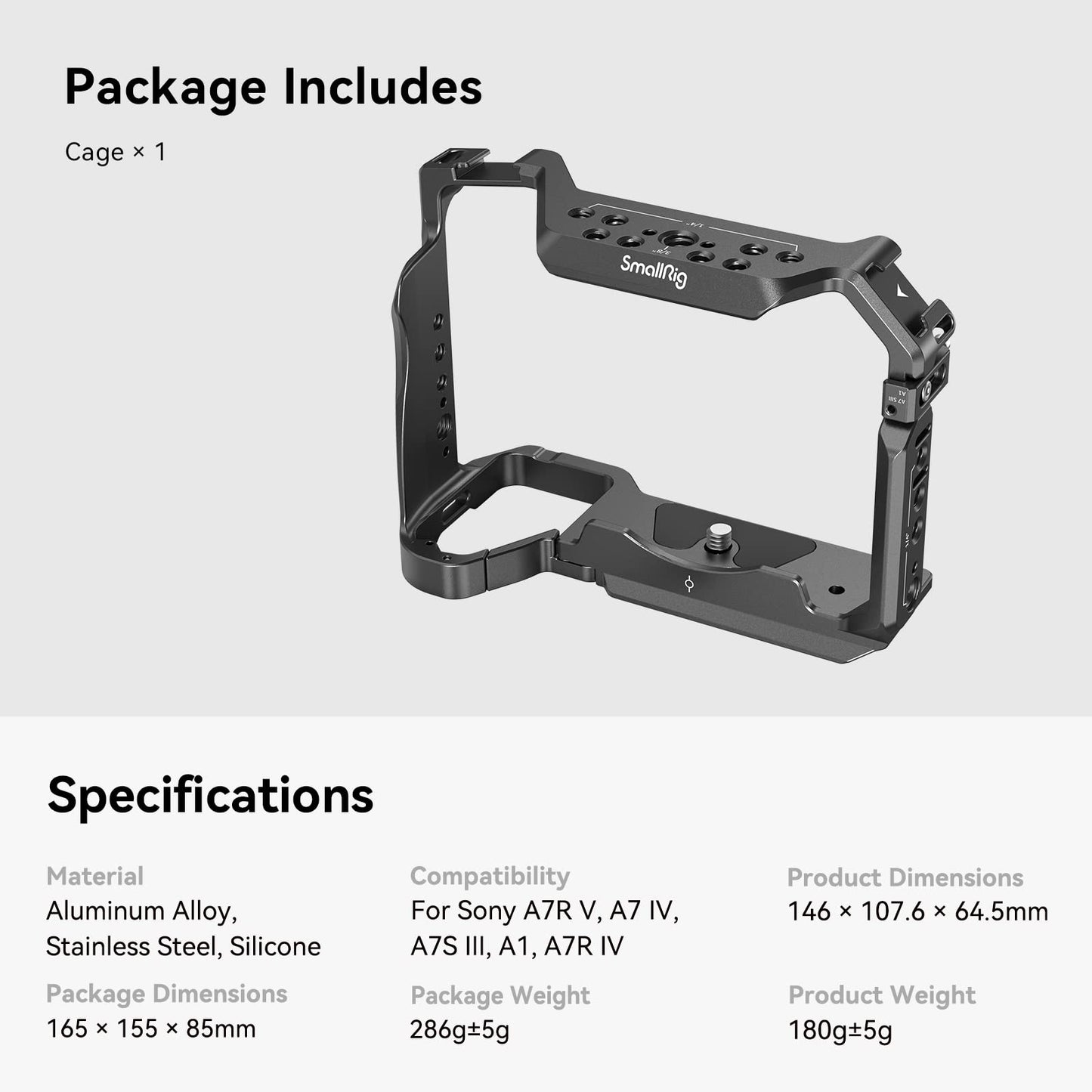 (Upgraded Version) SmallRig Full Camera Cage for Sony Alpha 7R V/Alpha 7 IV/Alpha 7S III/Alpha 1 / Alpha 7R IV - 3667B