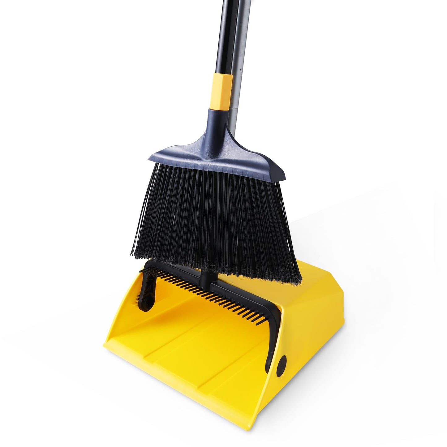 Yocada Commercial Broom and Dustpan Set with Comb Commercial Outdoor Indoor for Courtyard Garage Lobby Mall Market Floor Home Kitchen Room Office Pet Hair Rubbish