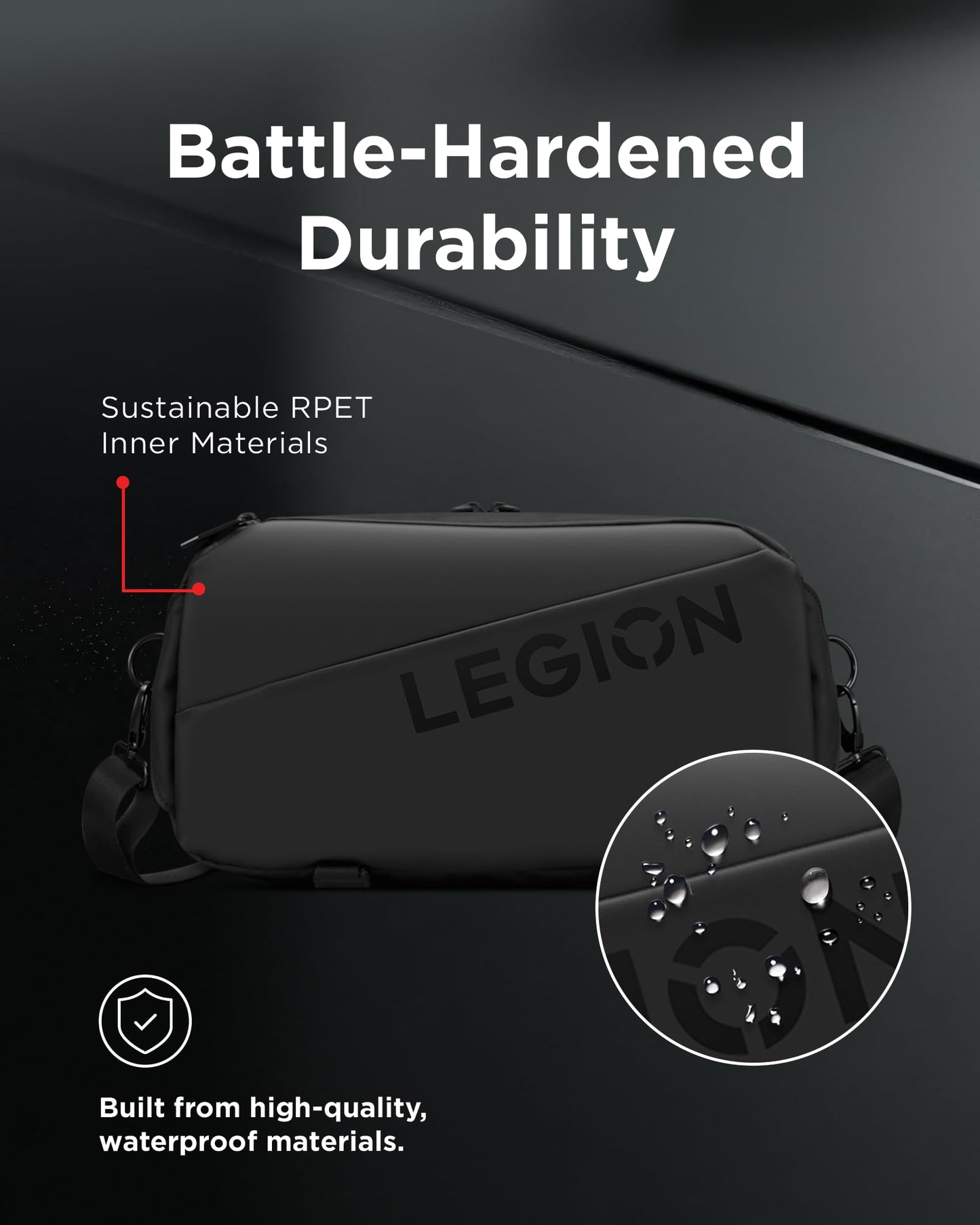 Lenovo Legion Sling Bag, Carrying Case for Legion Go Gaming Console, Waterproof, Black