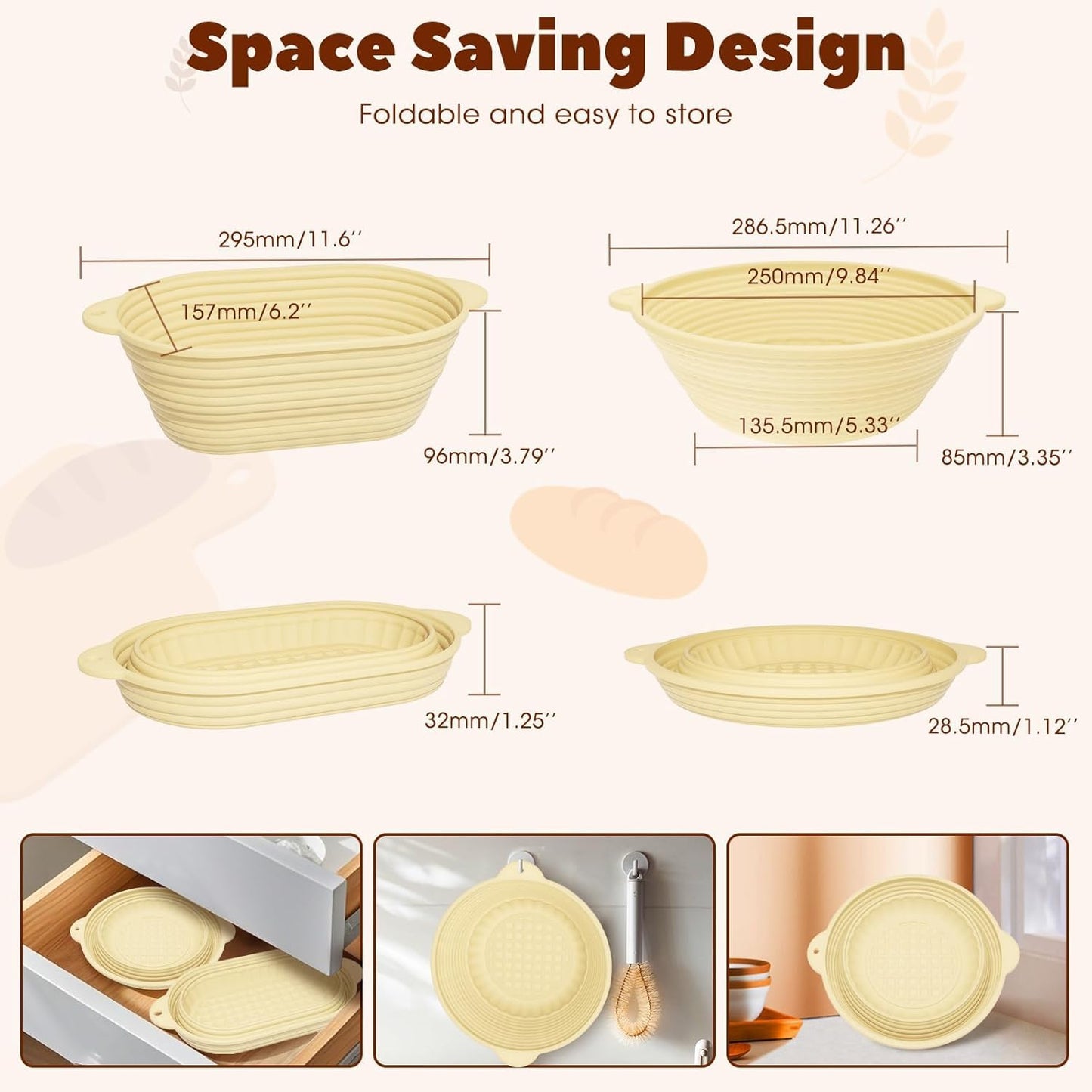 30 Pcs Sourdough Starter Kit,MQFORU Sourdough Bread Baking Supplies with 10" Round & 10" Oval baskets,Silicone Sourdough Bread Kit,Sour Dough Starter Kits for Bakers Wife Mom Women (Creamy yellow)