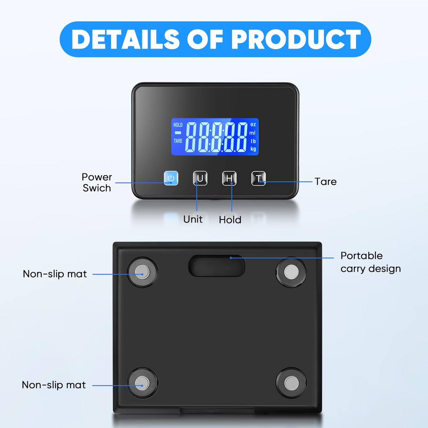 Digital Shipping Scale 300kg, Heavy Duty Postal Scales with Hold and Tare Function, Seperate Screen, Large Platform, Postage Scale for Small Business, Packages (Silver)