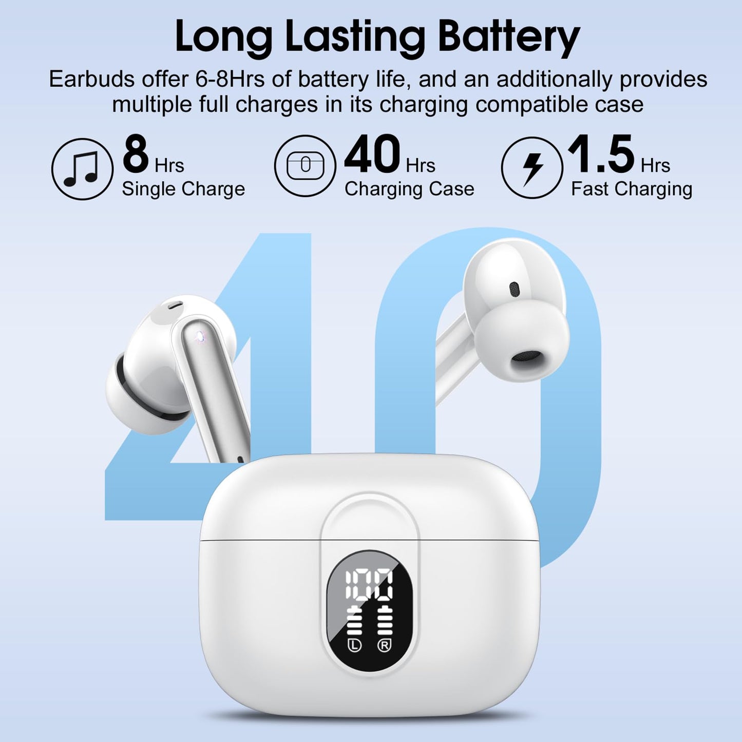 AI Language Translator Earbuds Real Time, 3 in 1 Simultaneous Interpretation Translator Earbuds with 164 Languages/6 Translation Modes, 40H Translation Headphones with ENC Mic Business/Learning White