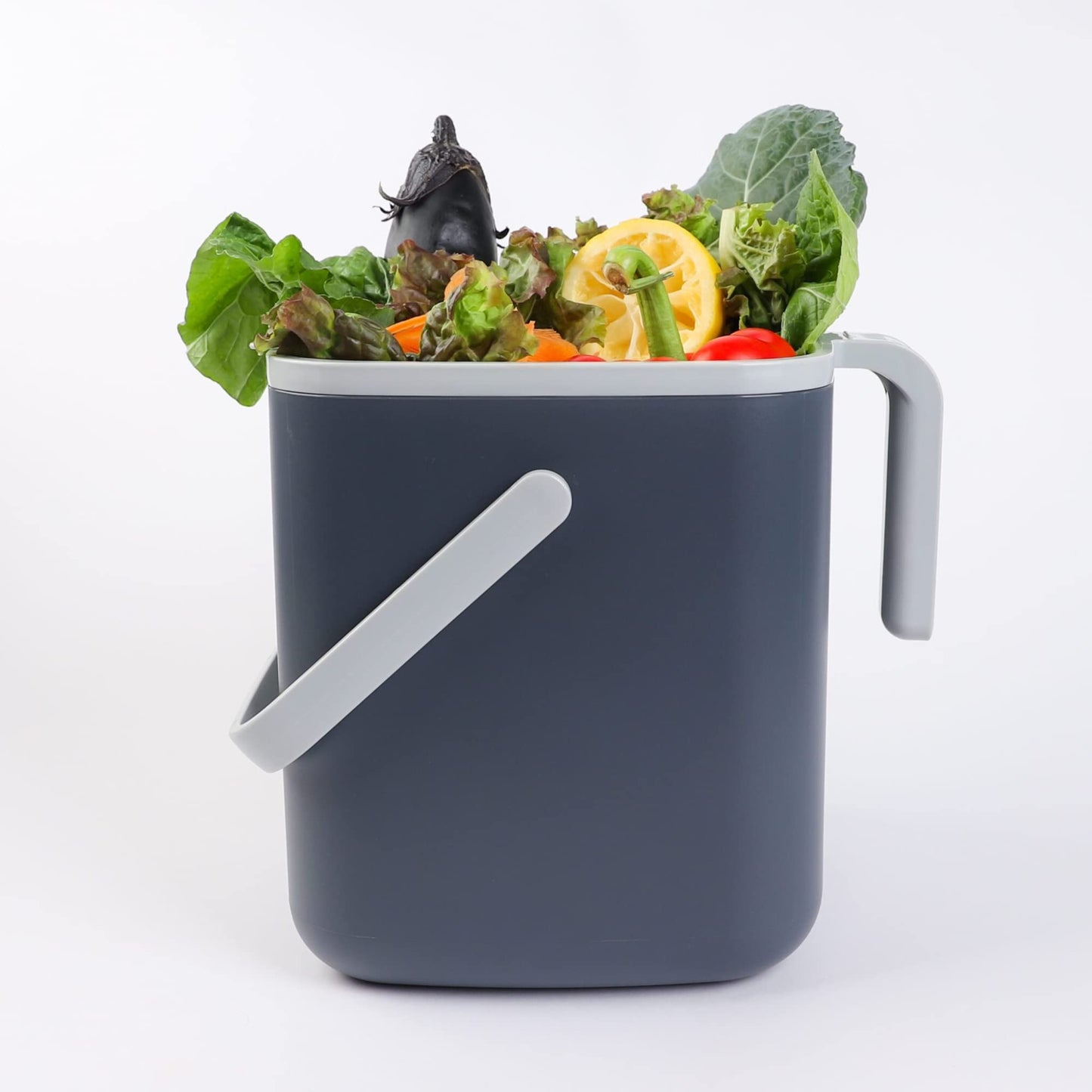 Blue Ginkgo Kitchen Compost Bin [5L / 1.32 GAL] – Filter-Free, Odor-Tight Countertop Food Waste Pail with Handles (Made in Korea, Grey)