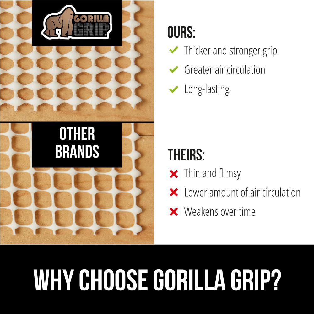 GORILLA GRIP Extra Strong Rug Pad Gripper, 6x9 FT, Grips Keep Area Rugs in Place, Thick, Slip and Skid Resistant Pads for Hard Floors, Under Carpet Mat Cushion and Hardwood Floor Protection