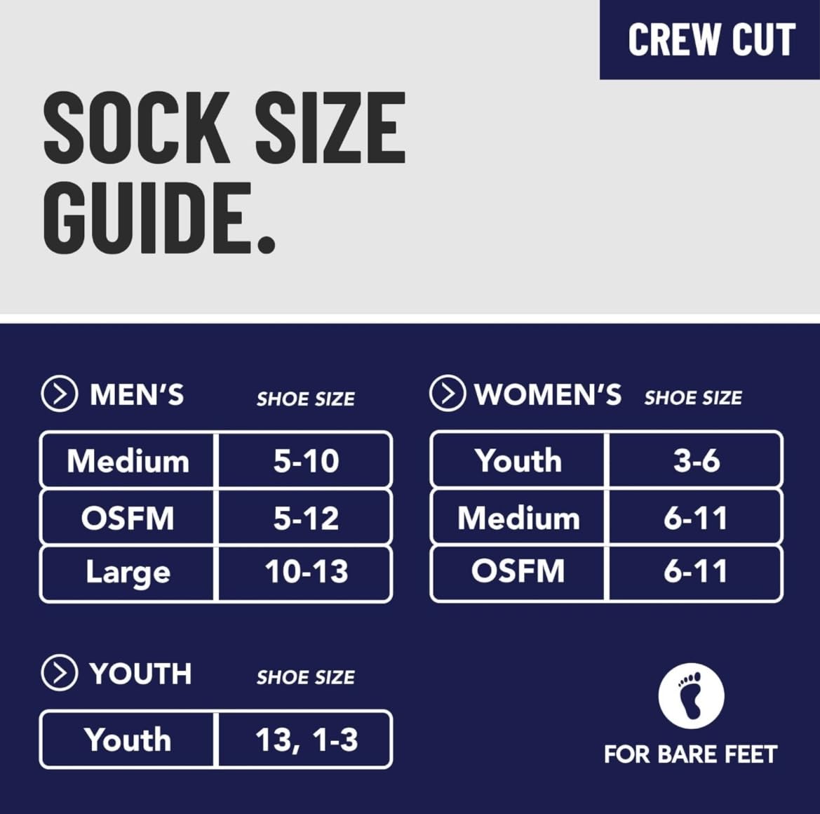 For Bare Feet MVP Crew Sock NHL Large