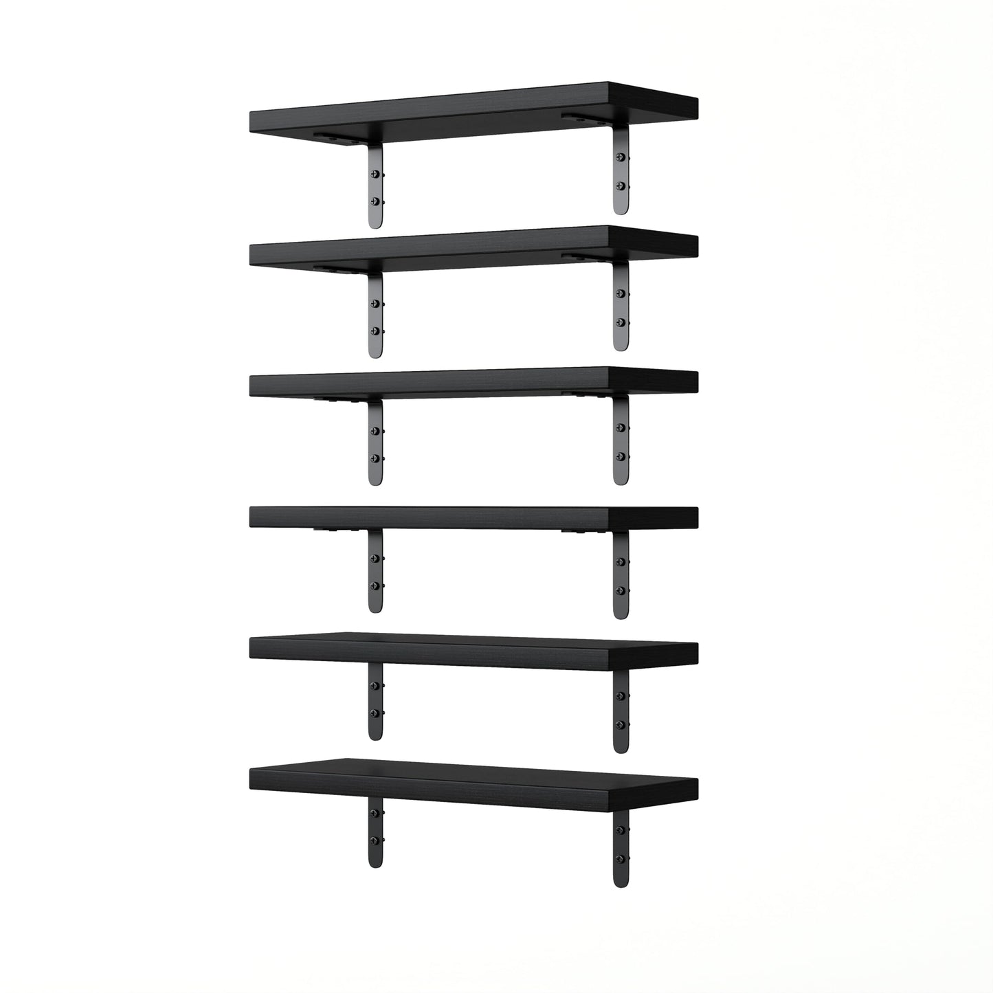 Flrrtenv 16 Inch Floating Shelves, Wall Mounted Shelves Set of 6, Wood Corner Book Floating Shelf,Room Decor for Bedroom, Living Room, Kitchen, Bathroom, Display Shelf Storage Black
