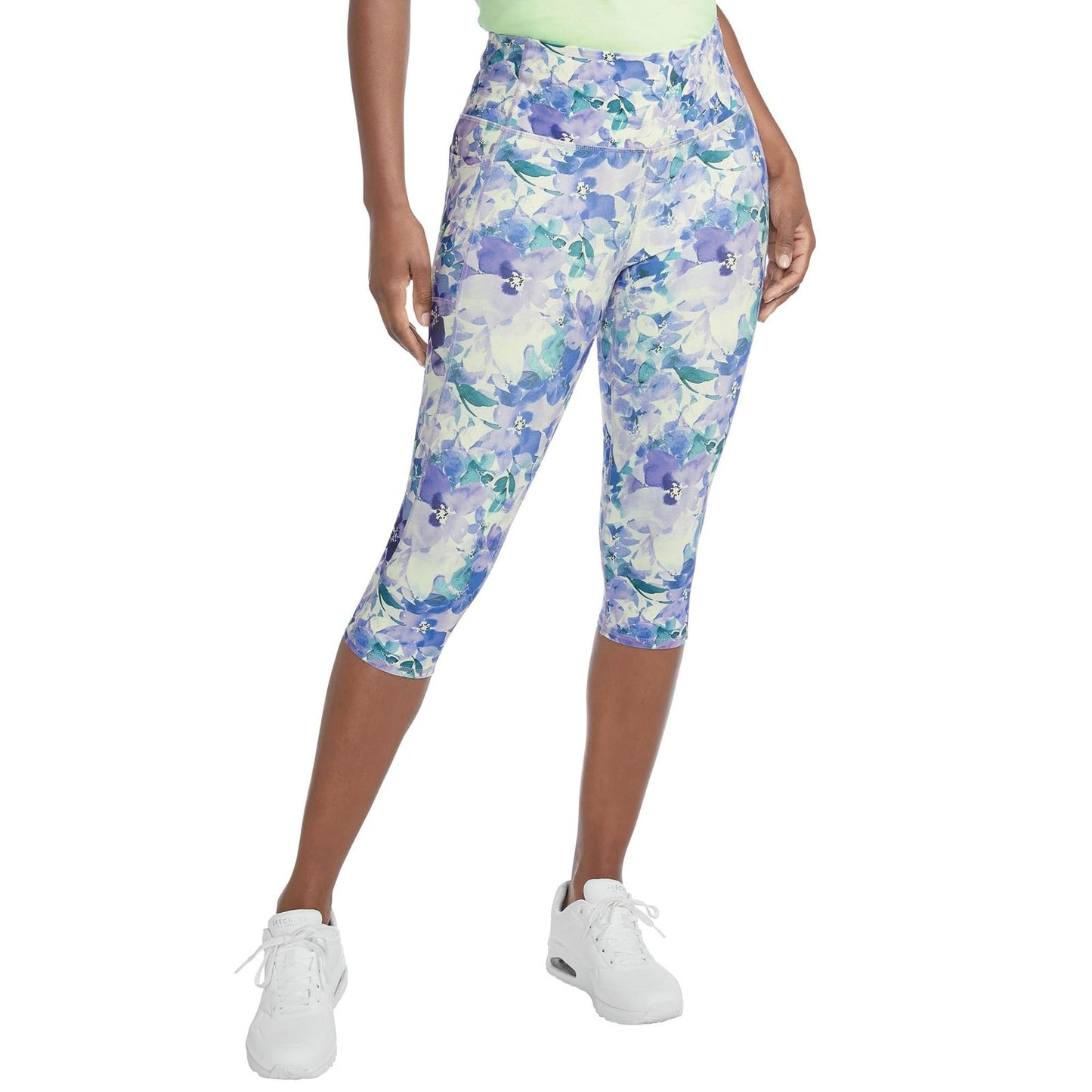 Skechers Women's Gowalk High Waisted Capri, Blue Seascape Floral, 3X-Large
