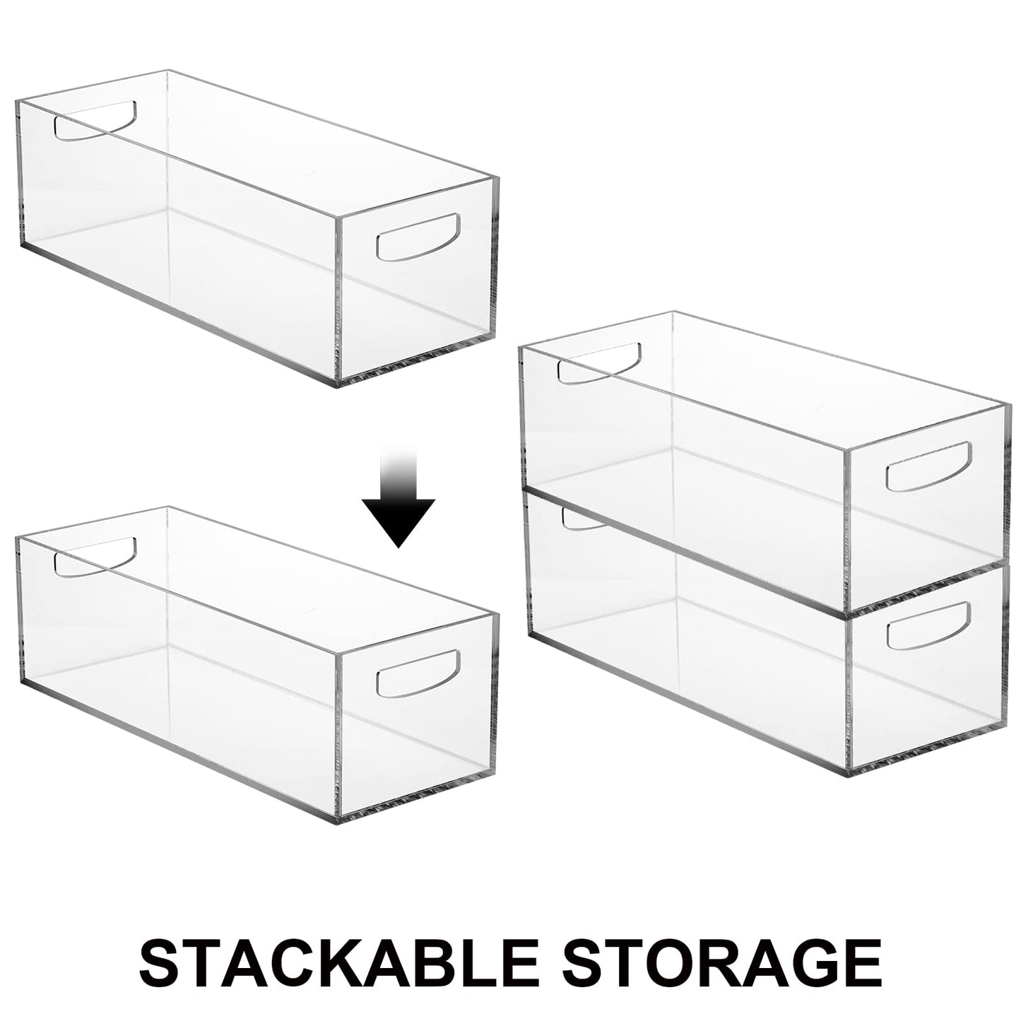 Frcctre 2 Pack Acrylic DVD/CD Storage Box, Clear DVD Holder Case with Handles Holds 27 pcs, Stackable Storage Container Shelf Organizer Bin for CDs, Video Games, Blu-ray, Books, Home, Office