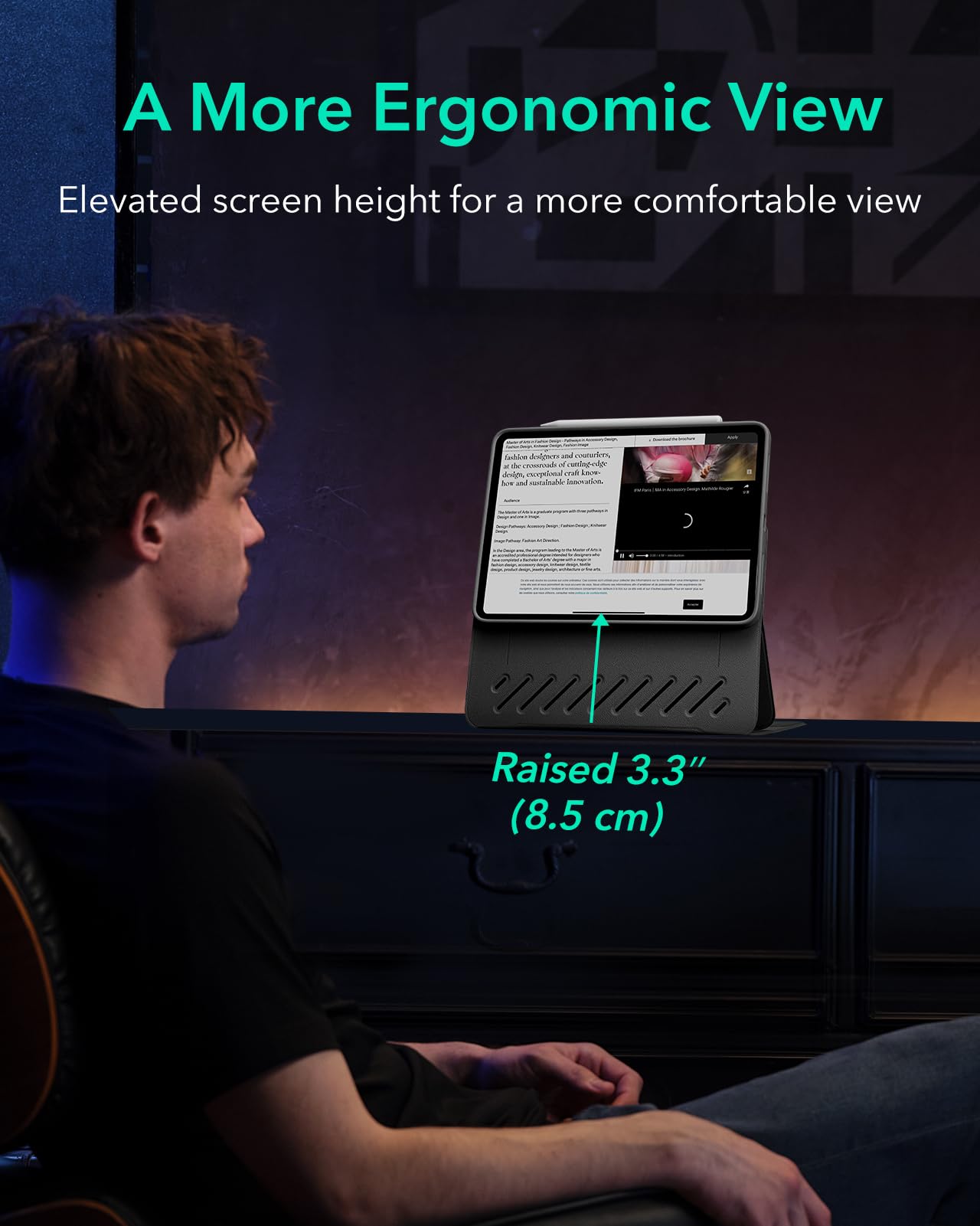 ESR for iPad Air 13 Inch Case M3/M2 (2025/2024), Removable Magnetic Cover, Adjustable Portrait/Landscape Stand with Raised Screen View, 9 Standing Angles, Shift Series, Black