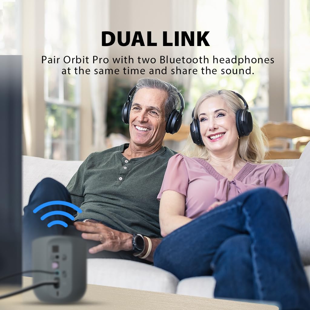 Avantree Orbit Pro - Bluetooth Transmitter for TV with Optical or AUX Audio Output (Incl. Smart TVs), Surround Sound, Easy Volume Control for Airpods & Other Headphones