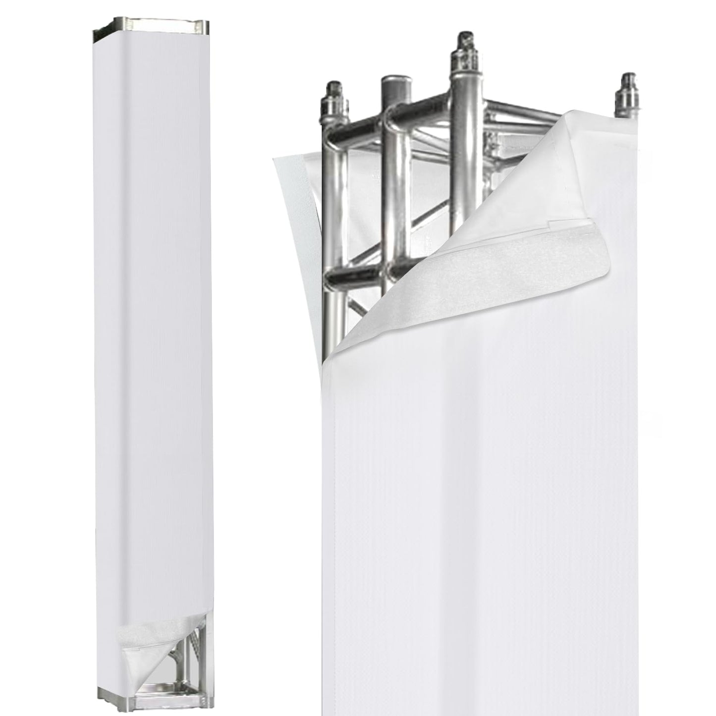 2PCS Thick Truss Cover - Hook and Loop Fixed High Elasticity Scrim Sleeve for 6.56 ft x 12 in Box Truss - Ideal for Wedding, Performance,Concert Decorations(White)