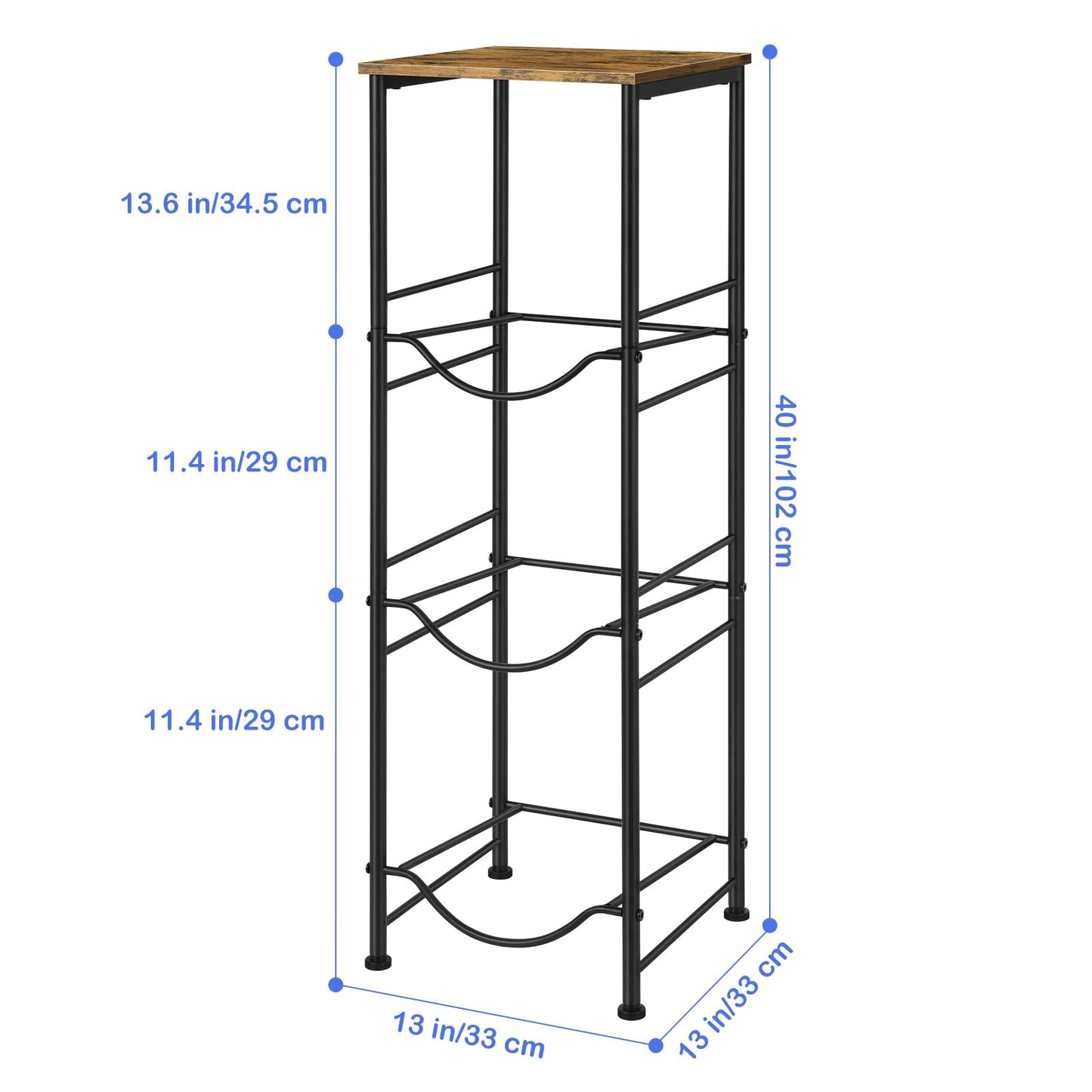 5 Gallon Water Bottle Jug Holder 3-Tier Water Bottle Holder Organizer with Top Shelf, Heavy Duty Water Dispenser Stand Rack for Kitchen Living Room Office, Rustic Brown