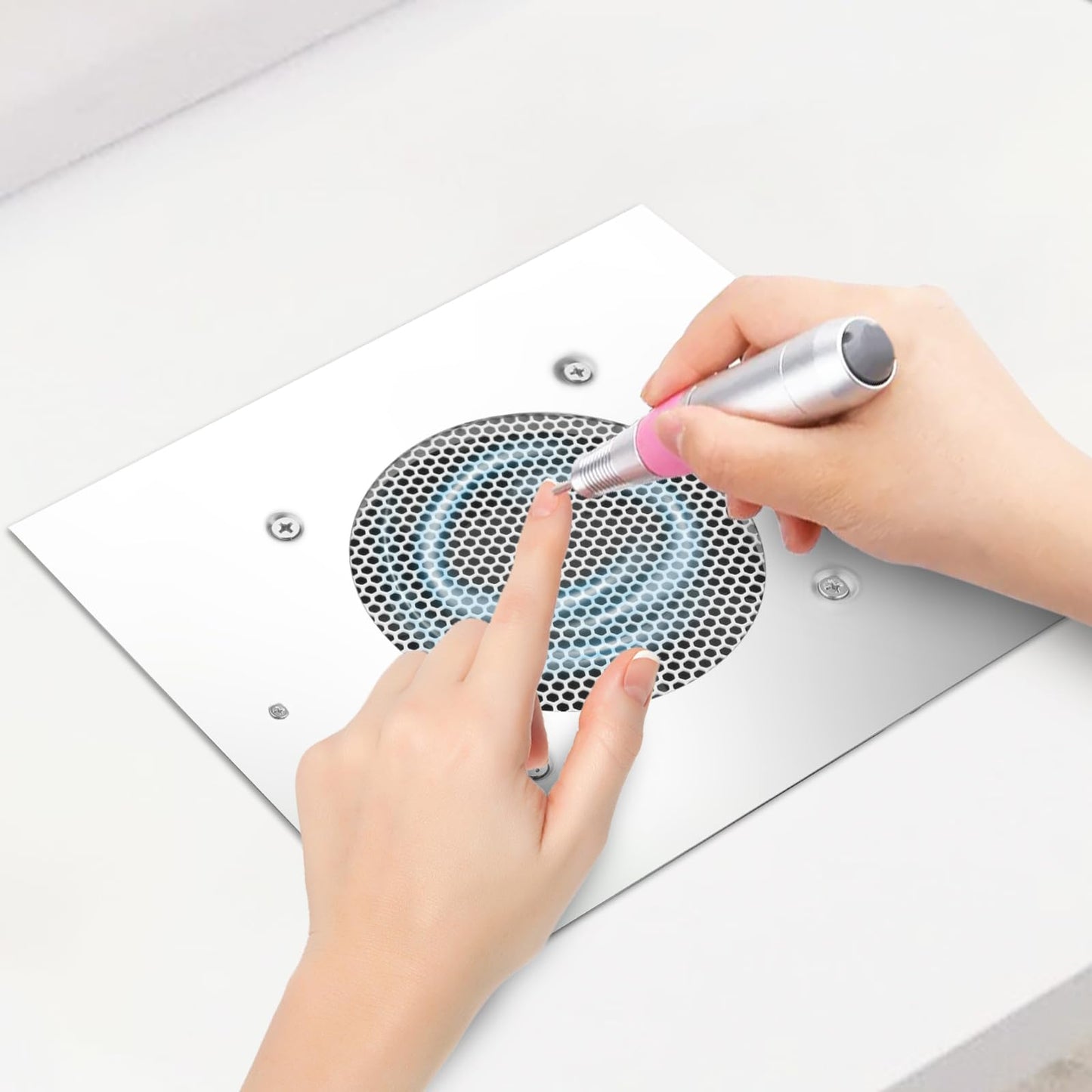 BLUETOP Nail Dust Collector 60W Nail Vacuum Cleaner Table Embedded Dust Extractor Vacuum Professional Built in Desktop Nail Dust Collector Quiet Nail Fan Low Noise for Nail Salon Home