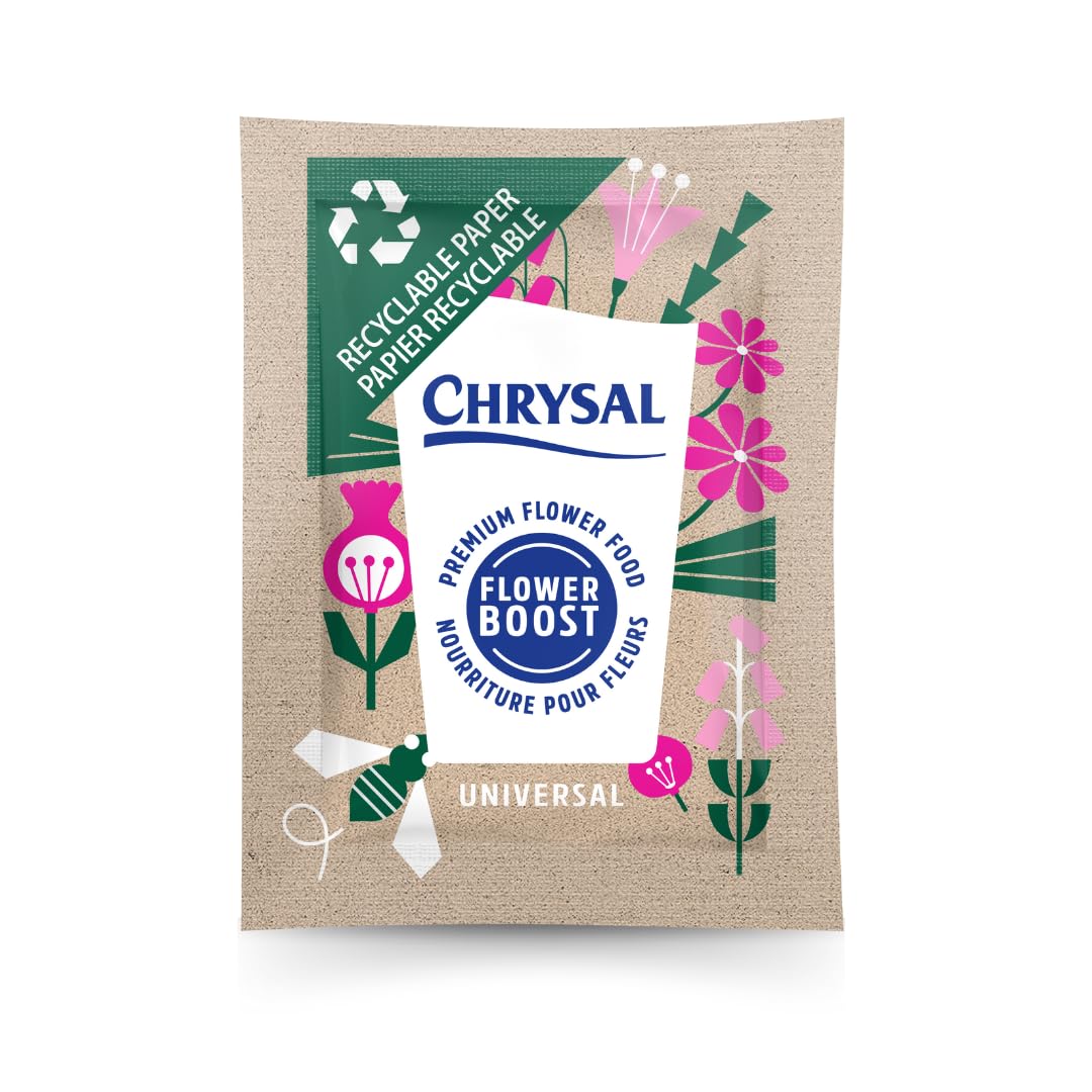 Chrysal 200CT Recyclable Paper Flower Bags /QT Flower Supplies for Fresh Flowers, Increase Pot Life - Flower Arrangement Supplies, Ideal Florist Supplies
