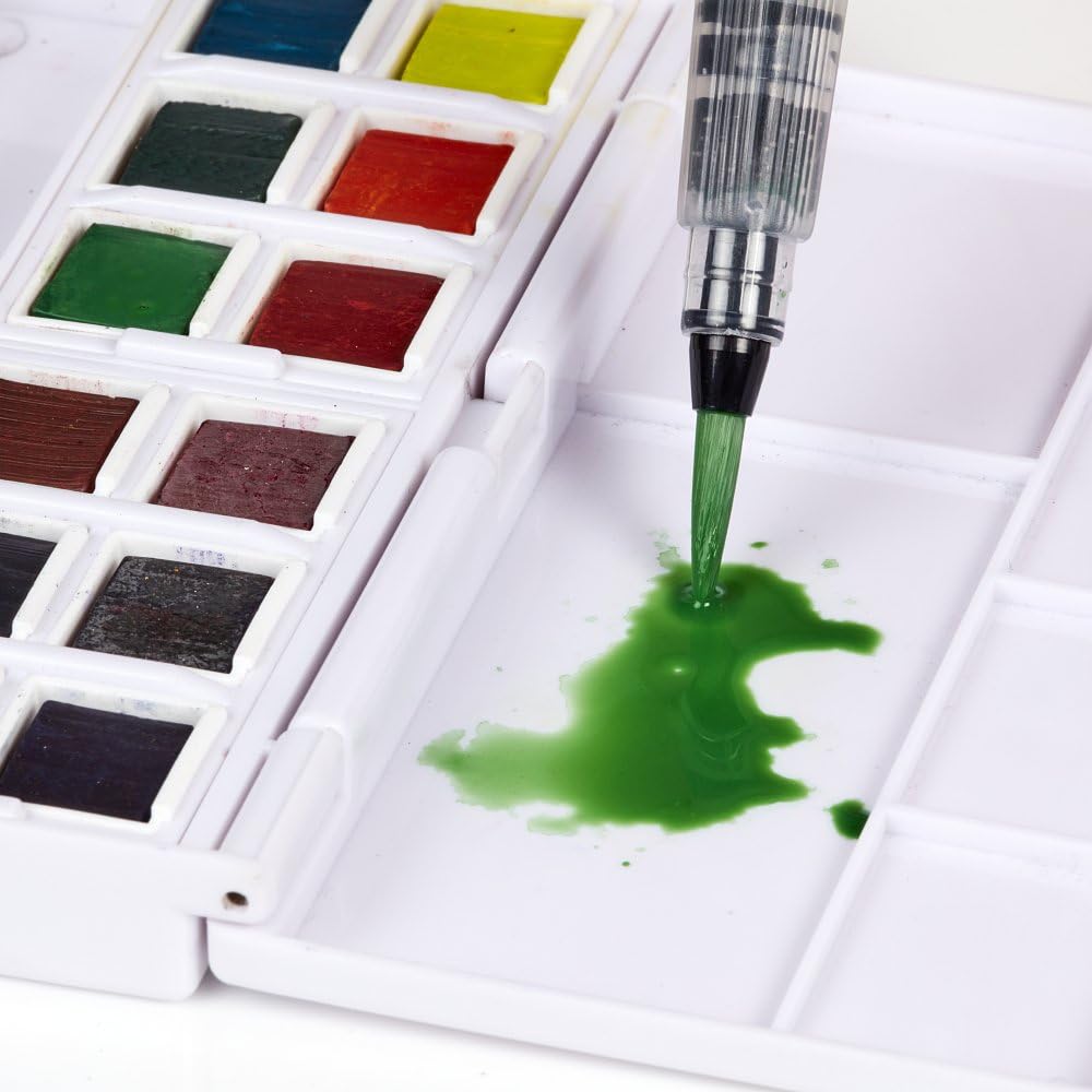 Derwent Inktense Paint Pan Travel Set, Palette #2, Includes Waterbrush, 12 Colours (2306244)
