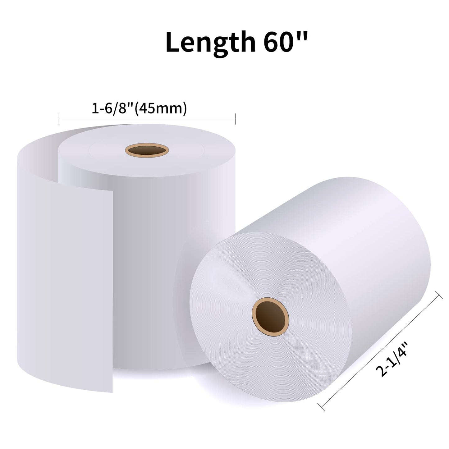 Durham Thermal Paper Rolls Size 2-1/4 x 60 ft x 38 mm Diameter 50 Count, White