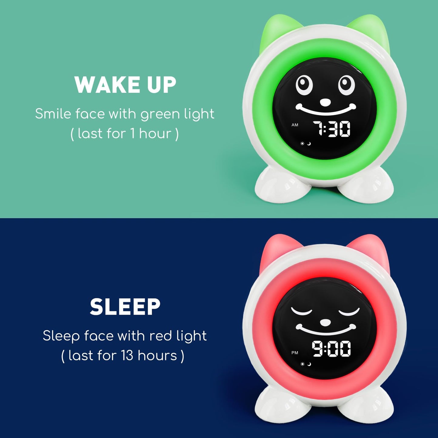 I·CODE Time to Wake Kids Alarm Clock,Toddler Sleep Training Clock with Night Light & Nap Timer,Gift for 2-10 Years Old Children Boys Girls