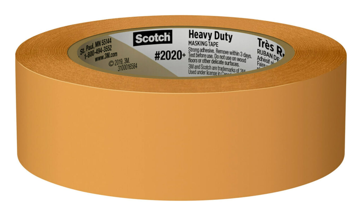 Scotch Heavy Duty Painter's Tape, 6 Rolls, 1.41 in x 60.1 yd, for Use On Vinyl, Carpet, Metal, & Plastic, Indoor & Outdoor Masking Tape, Bonds Aggressively, 3-Day Clean Removal (2020+-36AP6)