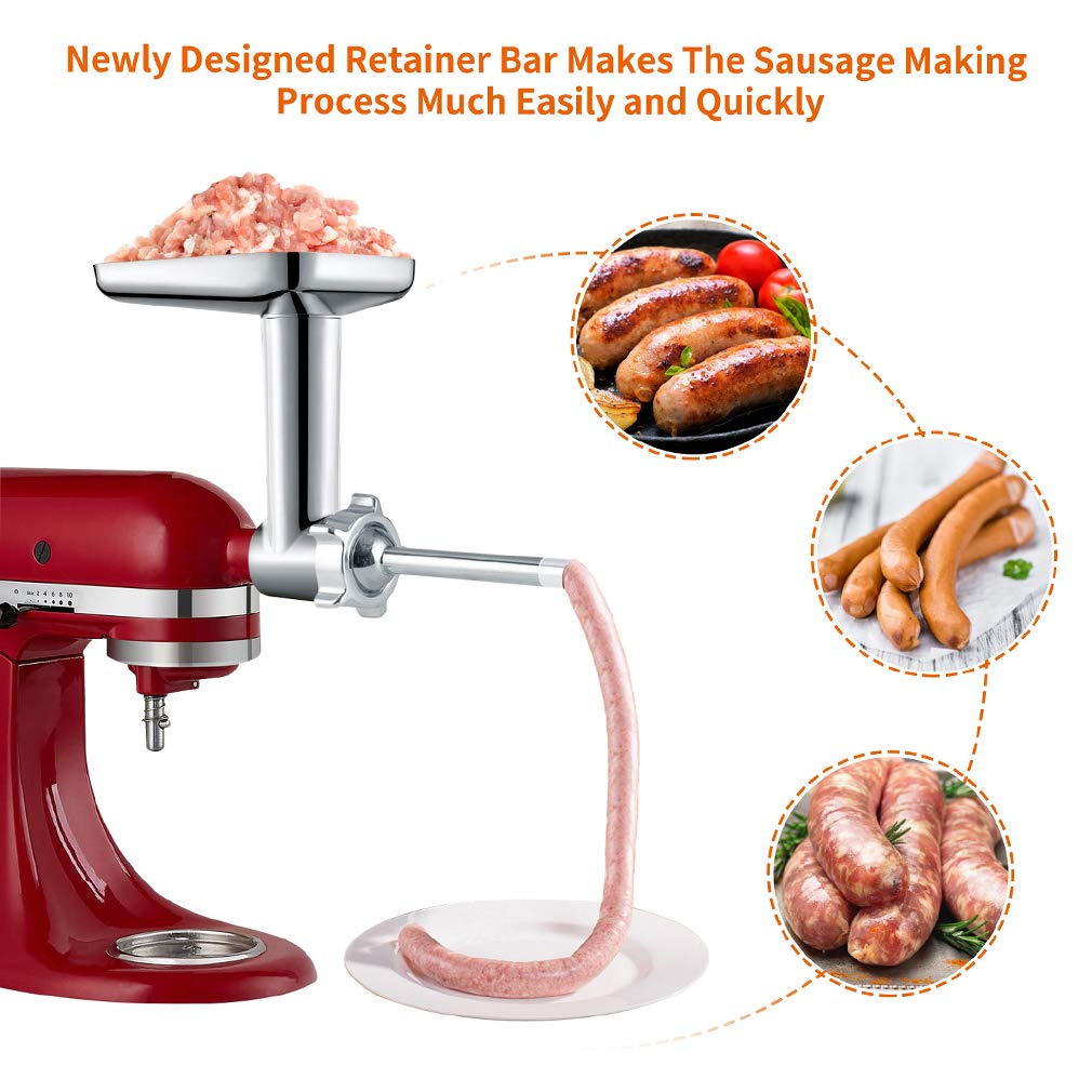 Gdrtwwh Food Grinder Attachment Compatible with All KitchenAid Stand Mixers and Cuisinart SM-50BC/SM-50R/SM-50TQ/SM-50BL/SM-50BK