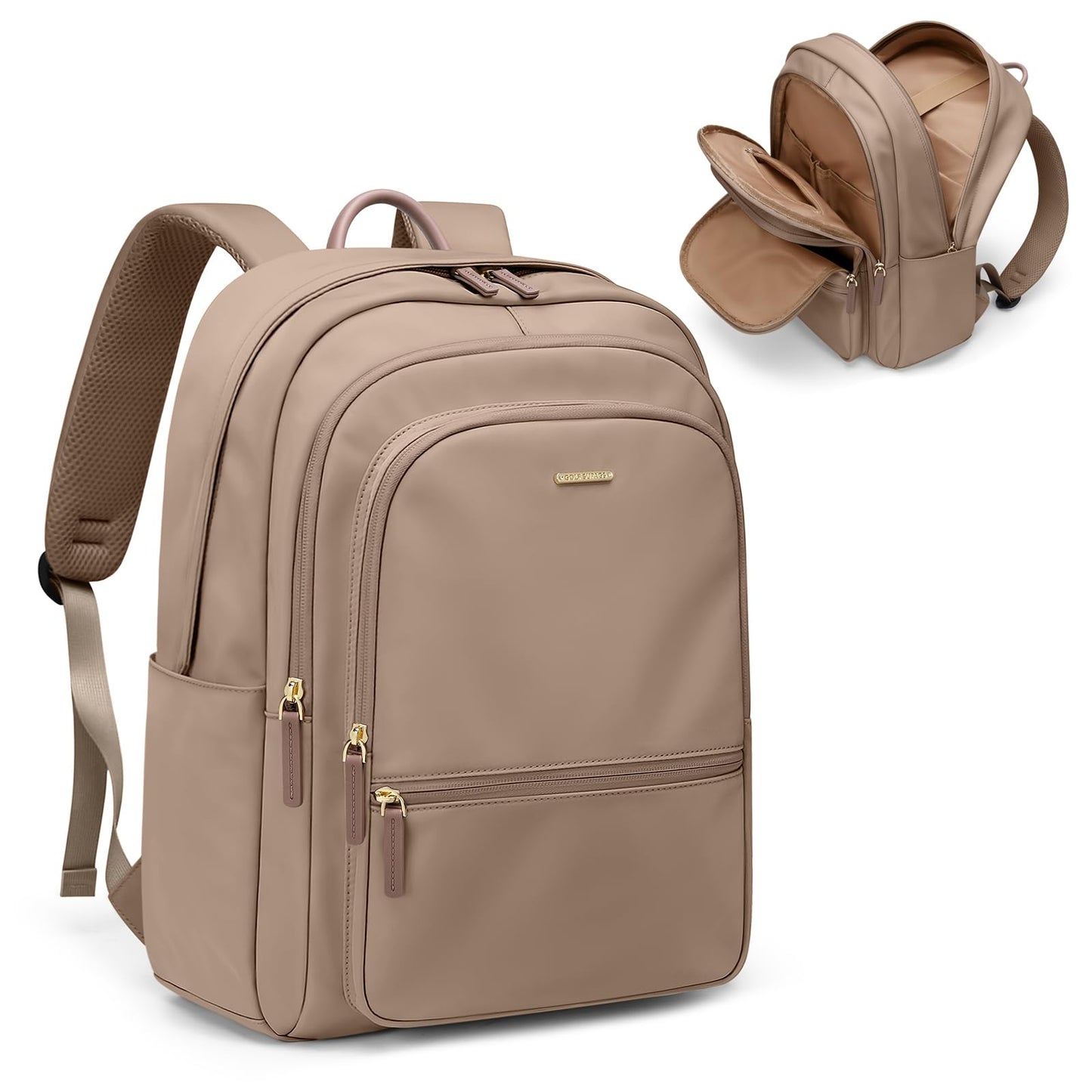 Backpack for Women Work College Travel Laptop Backpacks Multi-Functional Casual Daypack Teacher Nurse Everyday Bags Fits 15.6 Inch Notebook (Champagne)