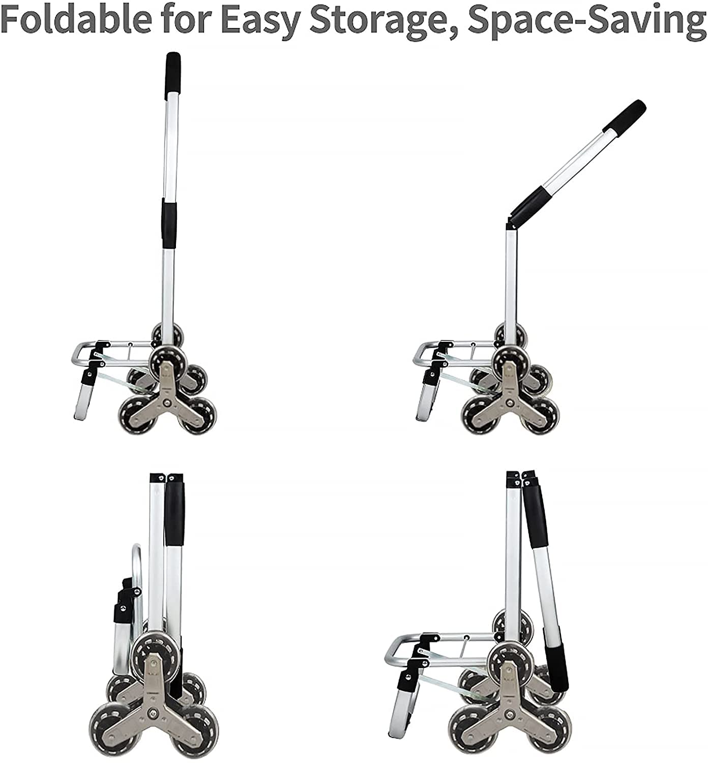 Folding Shopping Cart for Groceries Loading Stair Climbing Portable Folding Grocery Cart with Tri-Wheel Metal Utility Trolley Bigger Waterproof Shopping Bag, Adjustable Elastic Rope