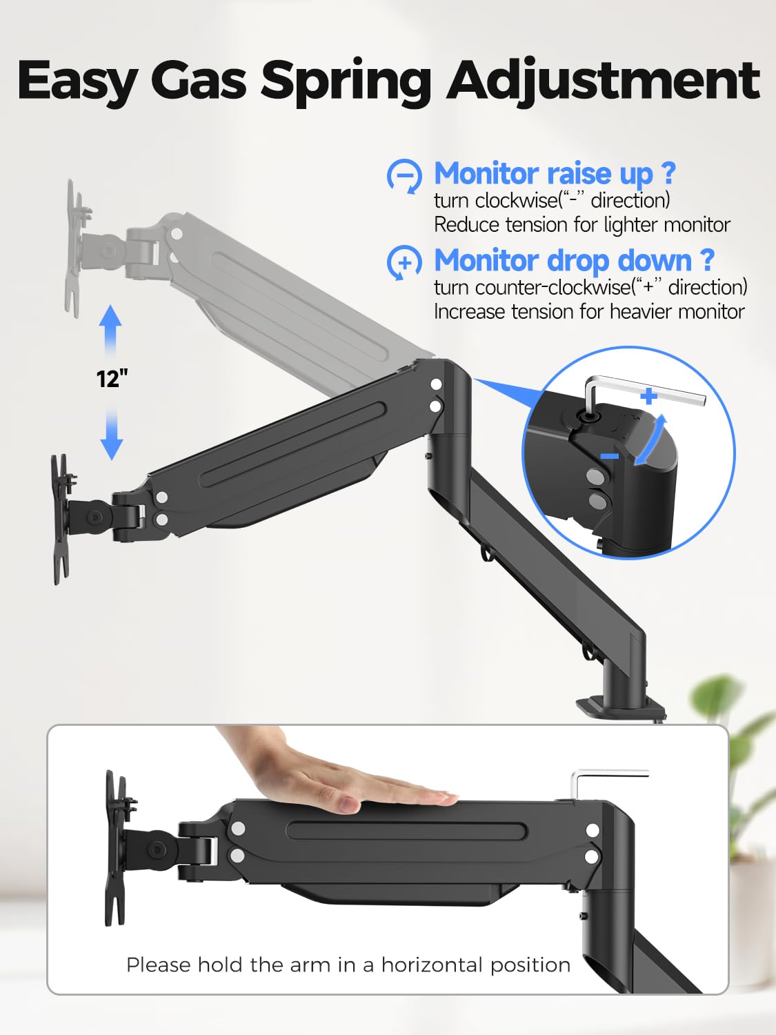 Suptek Dual Monitor Mount Stand-Height Adjustable Gas Spring Monitor Arm Desk Mount for 2 Computer Screens 17 to 32 inches - Each Arm Holds up to 22lbs,Black(MD8SP)