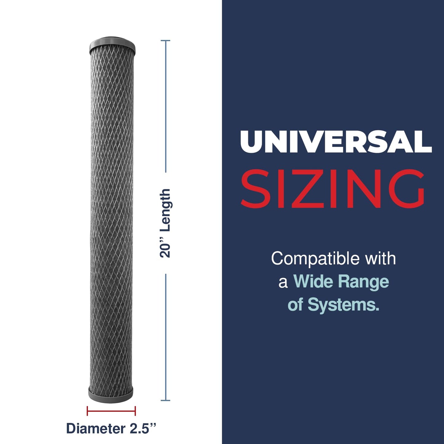 Healthy Spring 5 Micron 2.5" x 20" Whole House CTO Carbon Sediment Water Filter Cartridge Compatible with Pentek C1-20, NCP-20, Made in USA, Pack of 4