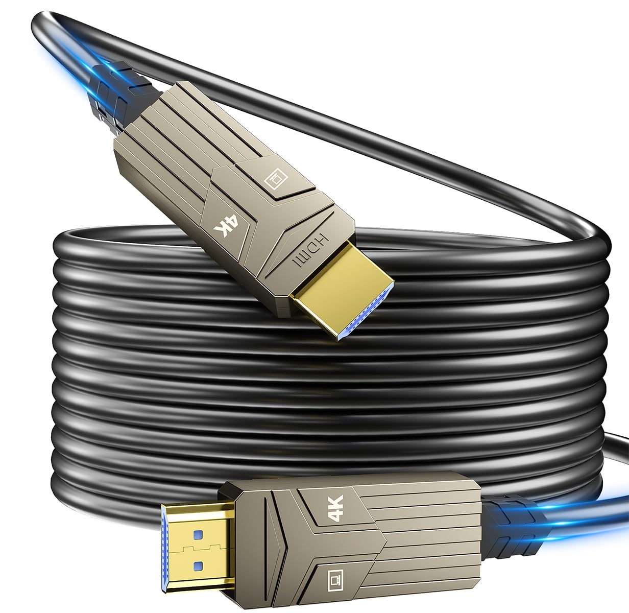 Soonsoonic Fiber Optic HDMI Cable 150ft,18Gbps 4K@60Hz(4:4:4) Unidirectional Active 2.0 Cord,Support HDR10 ARC HDCP 2.2 3D CEC Atmos DTS:X, Ultra high Speed Flexible and Slim（45m）