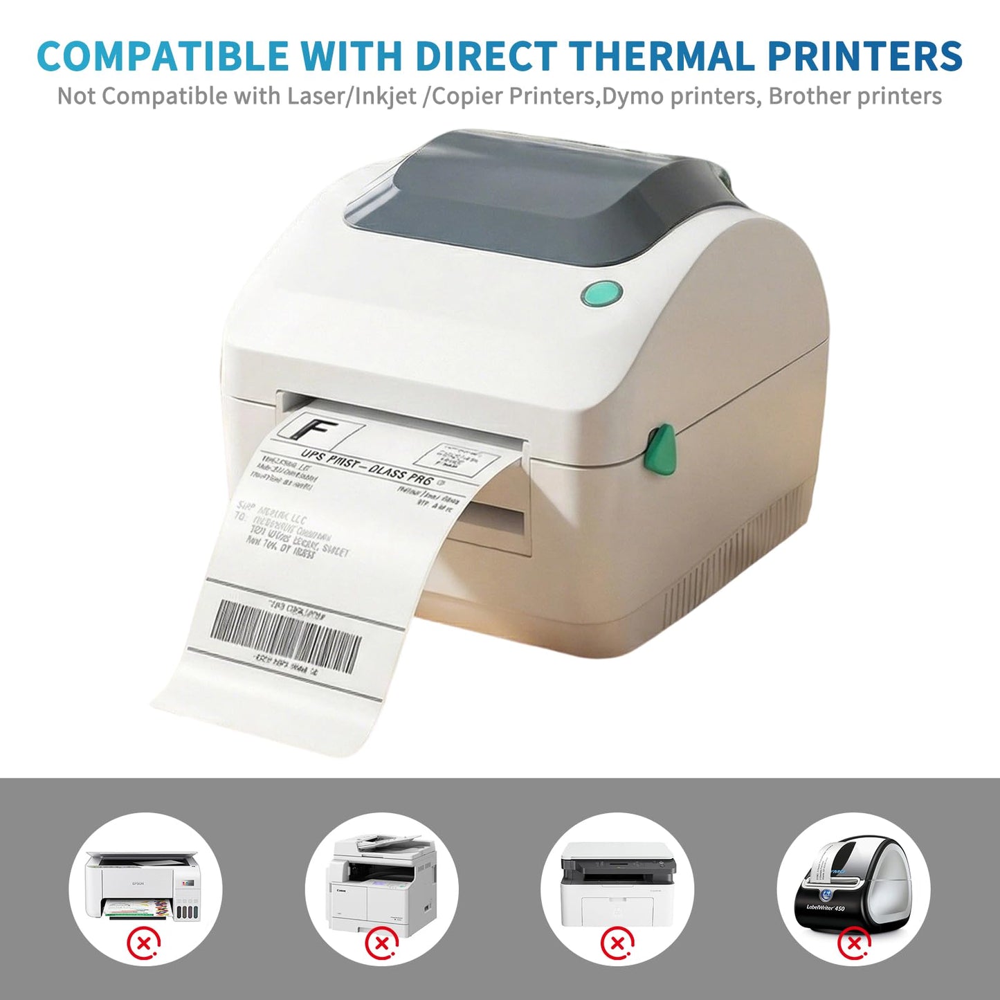9527 Product 4x6 Blank Direct Thermal Shipping Labels for Zebra 2844 Zp-450 Zp-500 Zp-505,250 Labels/Roll,Total 6 Rolls