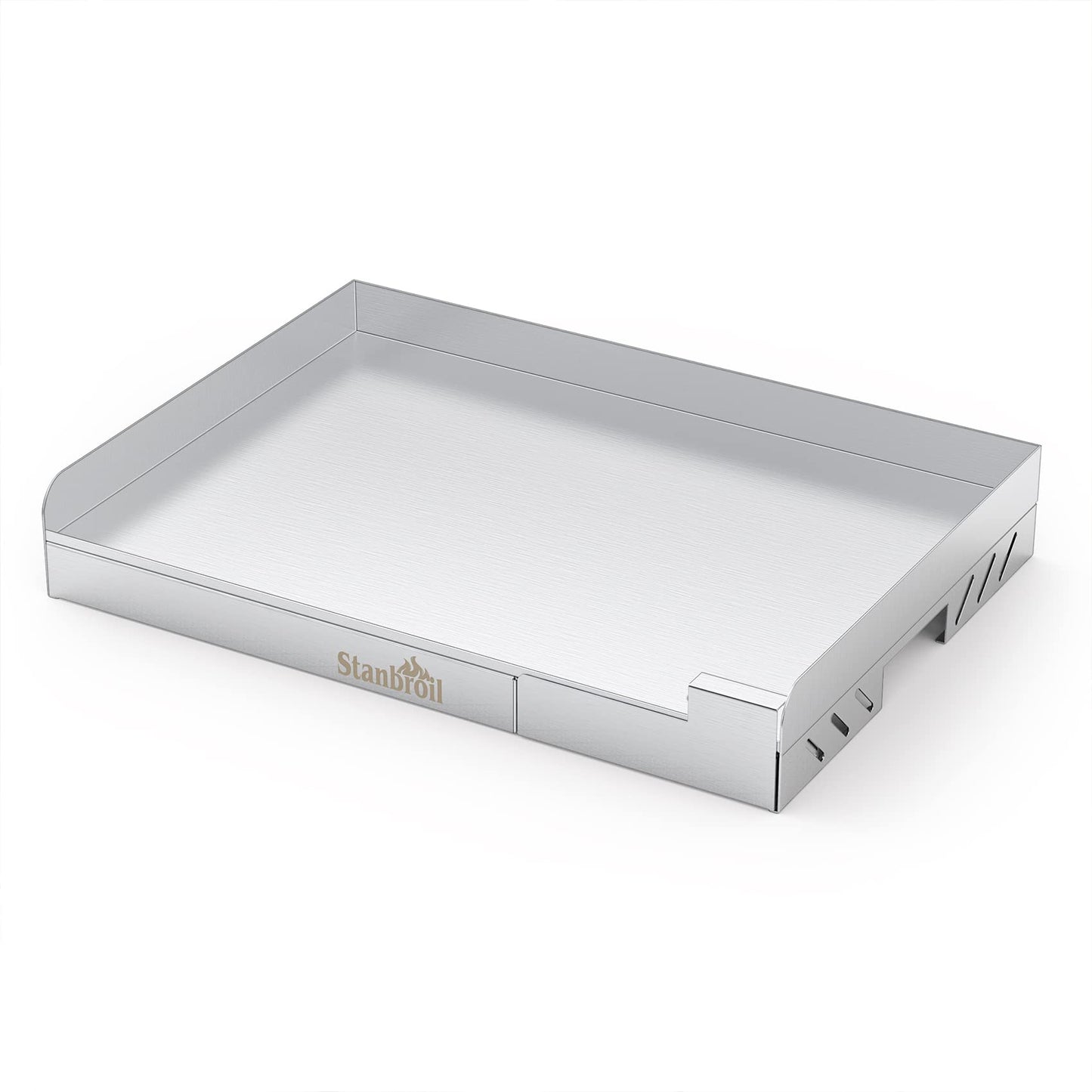 Stanbroil 18” x 13” Universal Stainless Steel Griddle with Even-Heat Cross Bracing for BBQ Charcoal/Gas Grills, Camping, Tailgating, and Parties