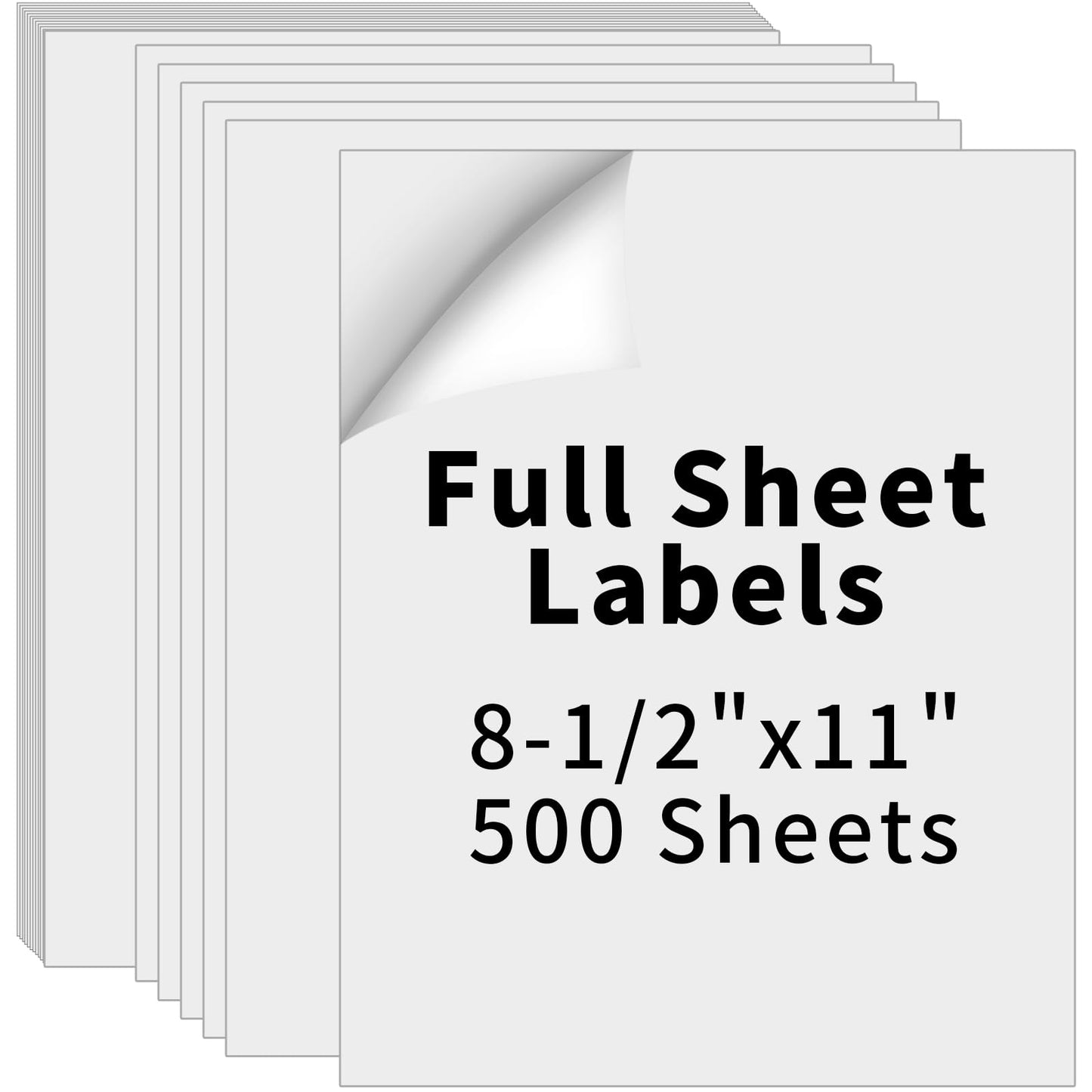8.5" x 11" Full Sheet Label Sticker Paper for Laser & Inkjet Printers, Self Adhesive Printer Paper Shipping Labels, Printable White Matte Mailing Label Stickers(500 Sheets, 500 Labels)