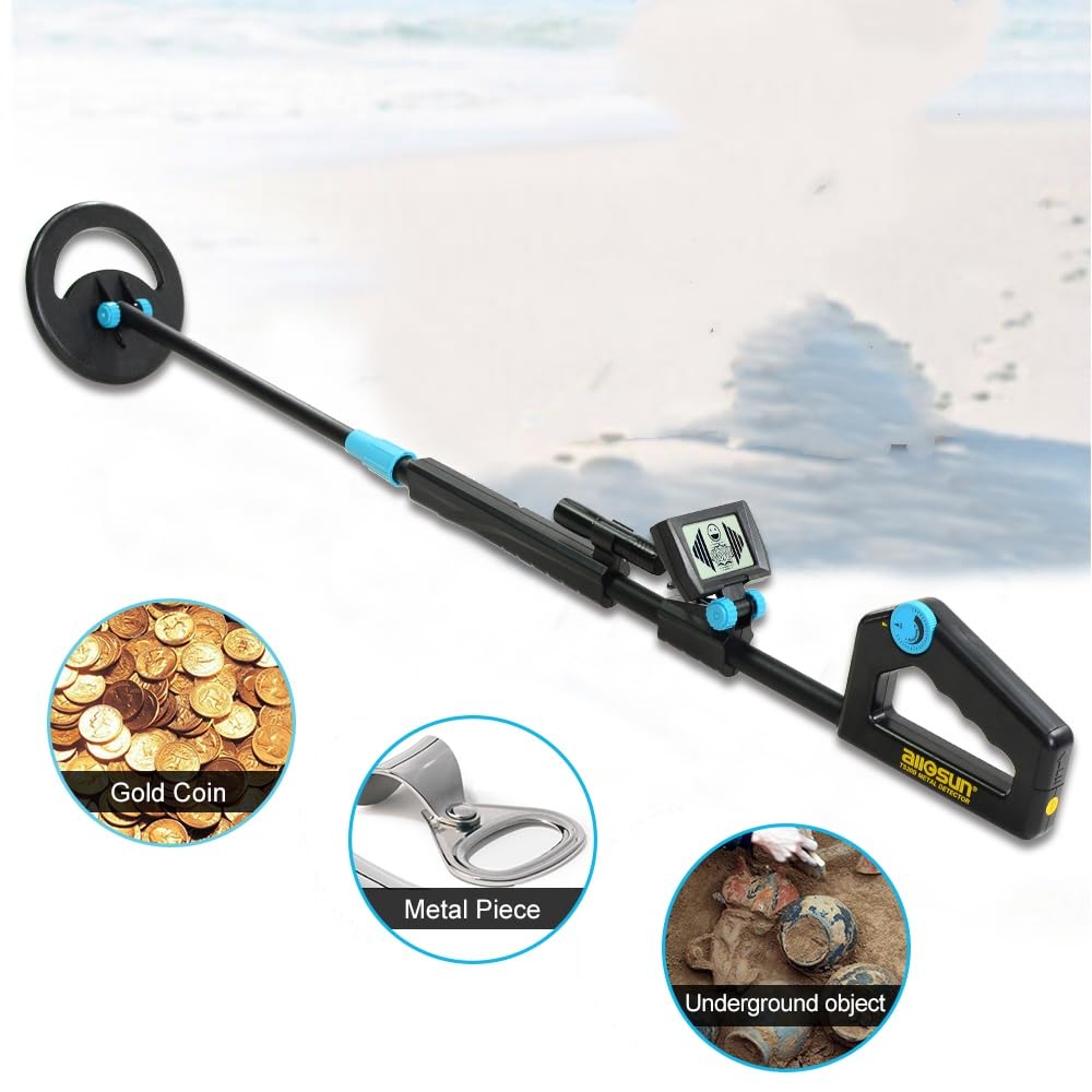 allsun TS20B Waterproof Metal Detector Junior Beginner Kids Underwater Beach Yard Ground Handheld Metal Detector LCD Adjustable Length Gold Hunter Searching