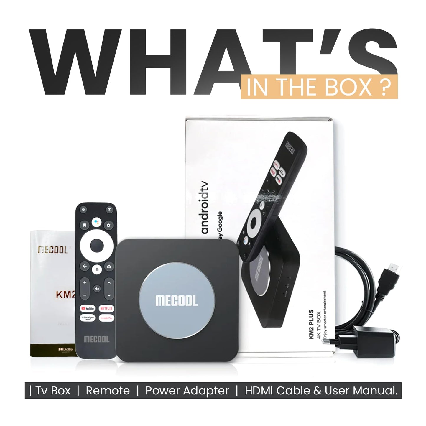 Android 11.0 TV Box, MECOOL KM2 Plus 2GB 16GB Smart TV Box with Netflix Certified, Google Assistant Dolby Atmos, TV Box 4K Support AV1, 2.4G/5G, Ethernet, WiFi 5, BT 5.0 with Amlogic S905X4