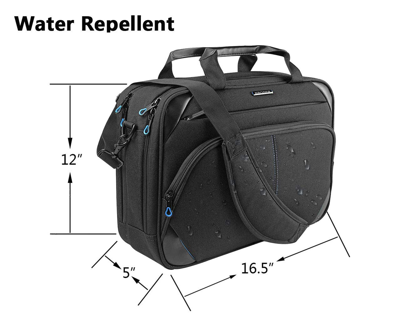 KROSER Laptop Bag 15.6 Inch Laptop Briefcase Laptop Messenger Bag Water Repellent Computer Case Laptop Shoulder Bag Durable Tablet Sleeve with RFID Pockets for Business/College/Women/Men-Black/Blue
