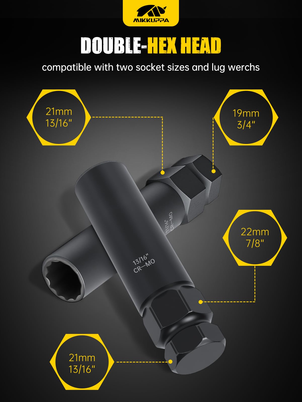 MIKKUPPA 8PCS Spline Lug Nuts Socket Set, SAE & Metric Locking Nuts Removal Tool Kit for Easy Removing of 5/6/7/12 Spline Aftermarket & Factory Wheel Trie Nuts