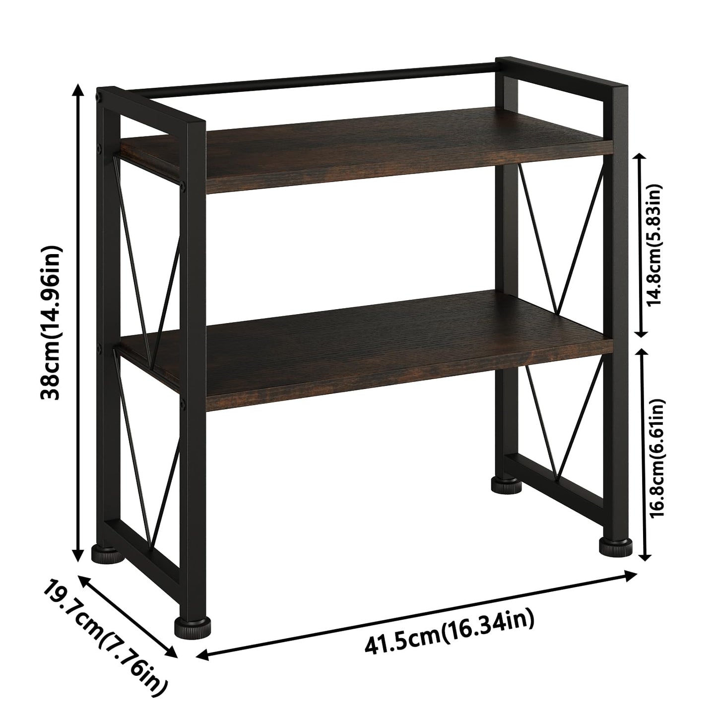 VSIWB Desktop Organizer Shelf, 2 Tiers Desk Organizers and Storage, Countertop Organizer Desktop Bookshelf, Metal and Wooden Desk Storage Shelf, Desk Shelf for Home Office Coffee Bar Bedroom Kitchen