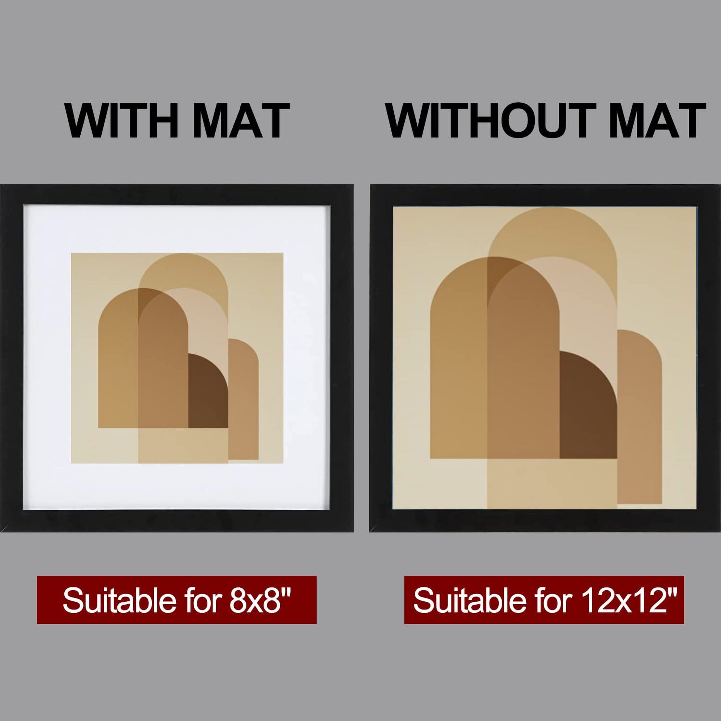HEART ART 12x12 Black Picture Frame Set of 9, Display Pictures 8x8 with Mat or 12 x 12 without Mat, Multi Collage Gallery Square Photo Frames for Wall…