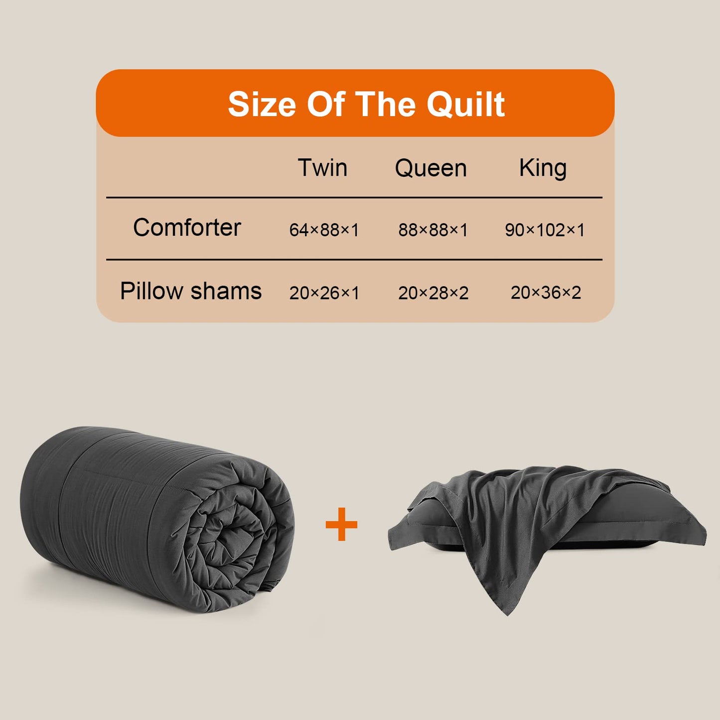 All Season Queen Comforter Set 3 PCs Soft Quilted Down Alternative Comforter+2 Pillow Shams with Corner Tabs,Winter Summer Warm Fluffy,Machine Washable (Queen, Grey)