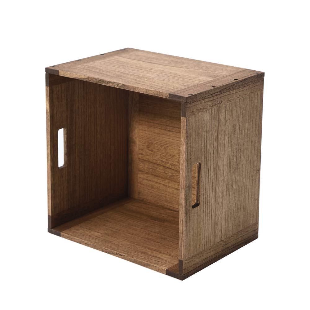 KIRIGEN Stackable Wood Storage Cube /Basket/ Bins Organizer for Home Books Clothes Toy Modular Open Cubby Storage System - Office Bookcase Closet Shelves F26-DBR