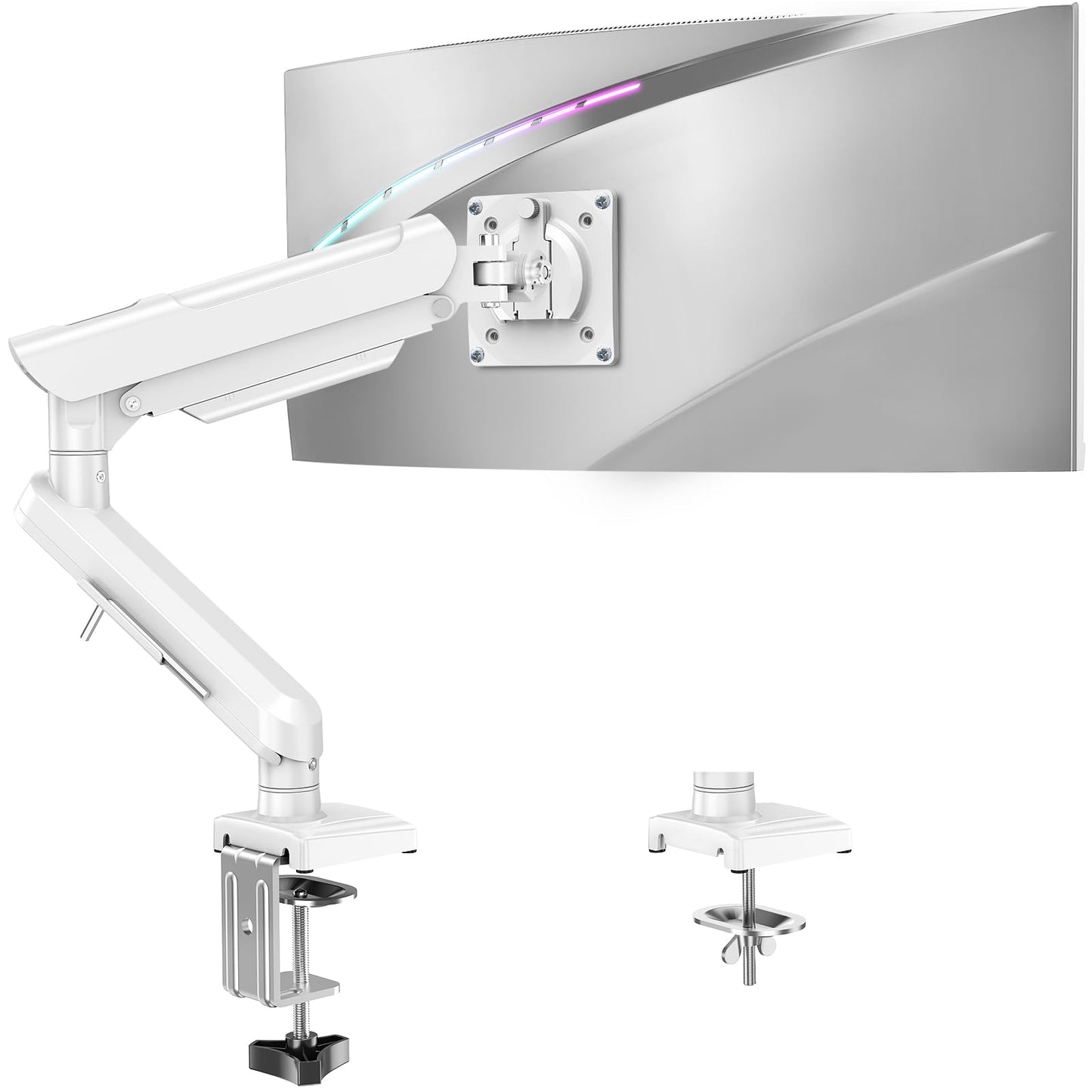 Single Monitor Mount for 13-32 inch Screen, Gas Spring Arm, Gaming & Home Office Use, VESA 75x75mm & 100x100mm, Freelift Pro White