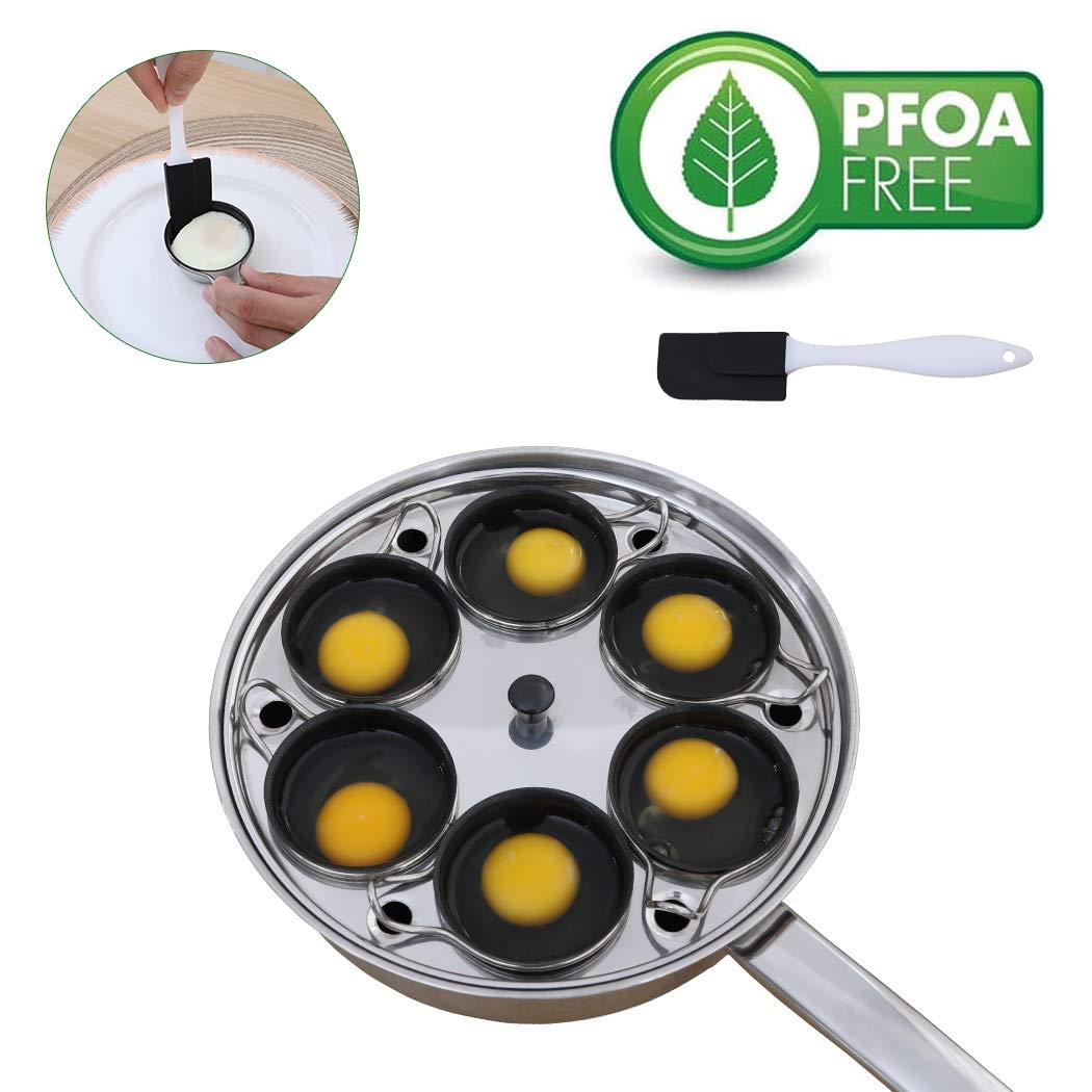 RUNZI Egg Poacher Pan - Stainless Steel Poached Egg Cooker - 6 Nonstick Large PFOA FREE Egg Poacher Cups
