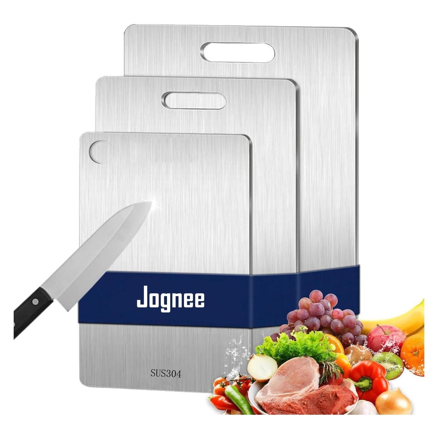 Stainless Steel Cutting Board, 3PCS Cutting Boards for Kitchen Chisel Dishwasher Safe, Double Sided Board Kitchen Supplies for Home Outdoor Camping Meal Preparation