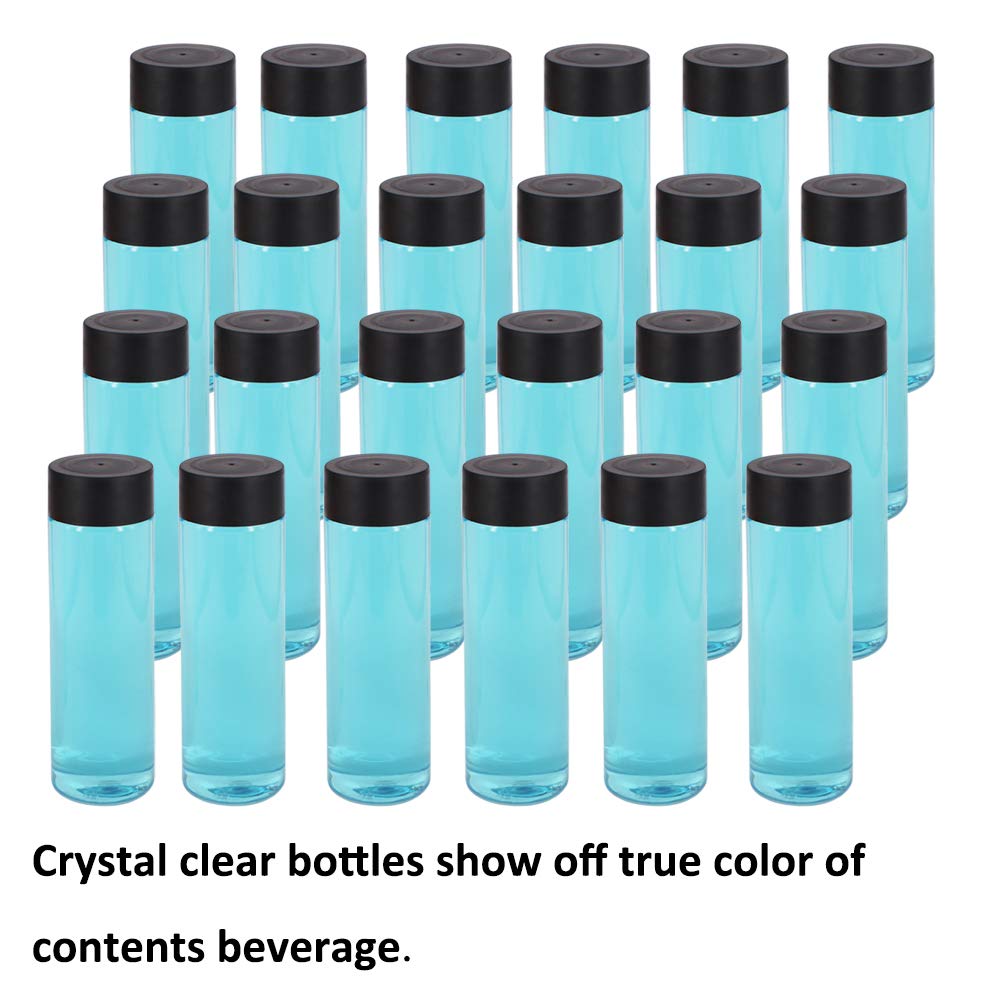 ZMYBCPACK 24 Pack 10 OZ (300 ml) Clear PET Plastic Juice Bottles with Black Lids - Plastic Smoothie Bottles for Juice, Milk, Homemade Beverages