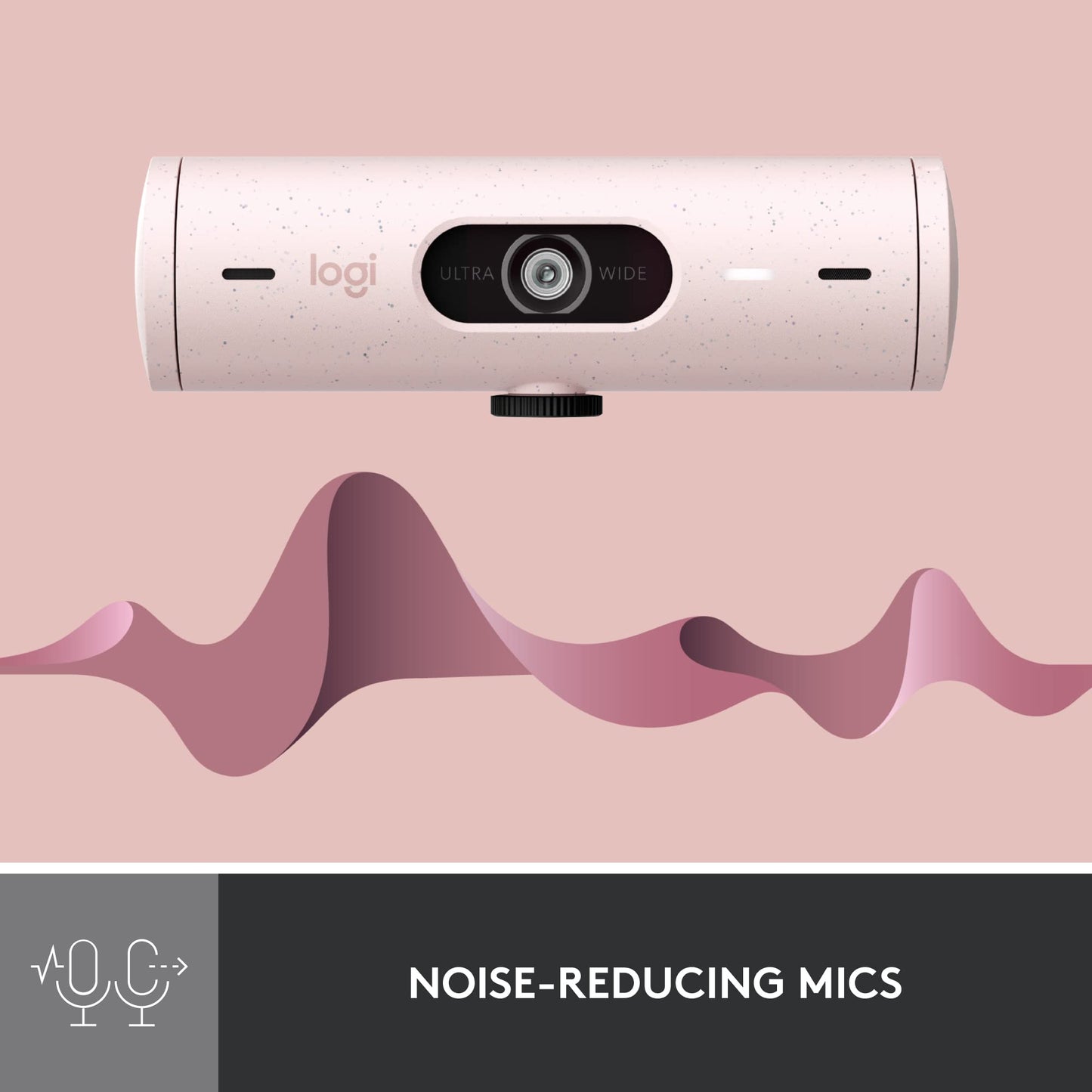 Logitech Brio 500 Full HD Webcam with Auto Light Correction,Show Mode, Dual Noise Reduction Mics, Webcam Privacy Cover, Works with Microsoft Teams, Google Meet, Zoom, USB-C Cable - Rose