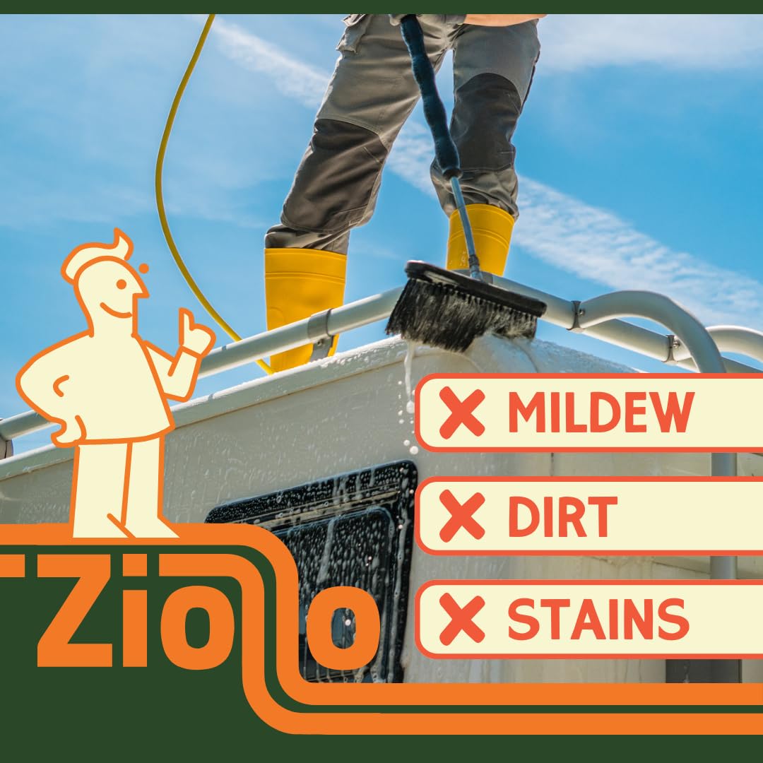 Ziollo RV Roof Cleaner - Fast-Acting Formula for EPDM & TPO Rubber, Fiberglass & Metal Roofs - Natural Citrus Outdoor Cleaner - Stain Remover for RV Exterior - 1 Gallon