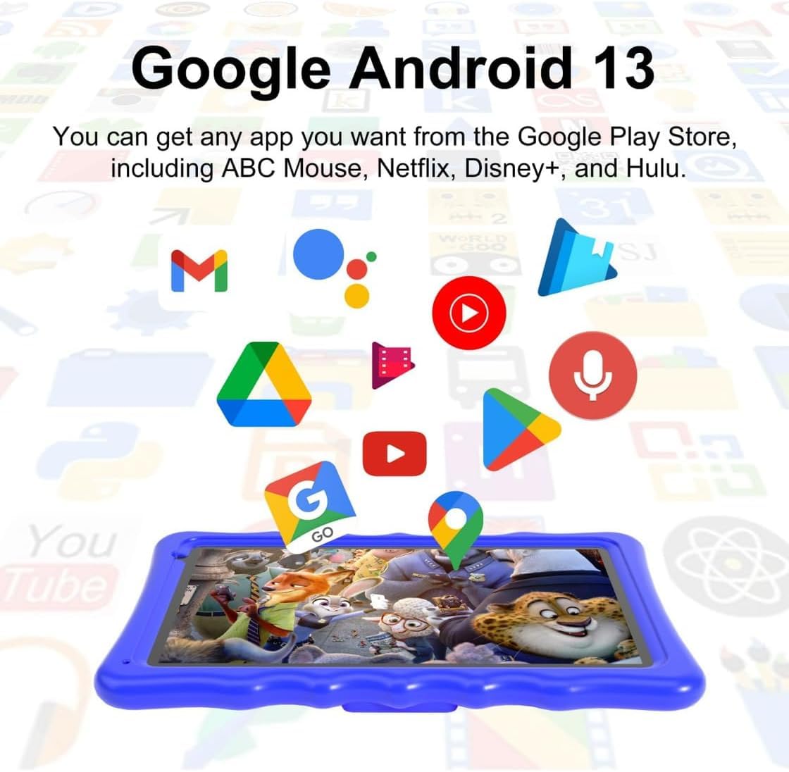 Android 13 Kid Tablet,10 inch Tablets for Kid, 4GB RAM &32GB ROM, 1280 * 800 IPS, Kids Tablets with Colorful Kid-Proof Case,10 inch Kids Tablet, Blue