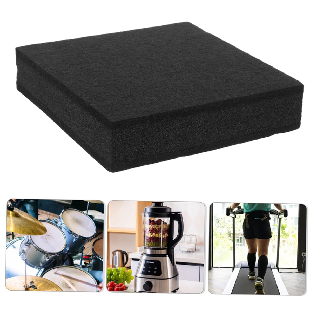 Wakauto 30cm x 30cm x 4.5cm Black Soundproofing Pad for Drums and Subwoofer Speakers Noise Cancelling Isolation Mat Vibration Absorbing for Home and Studio
