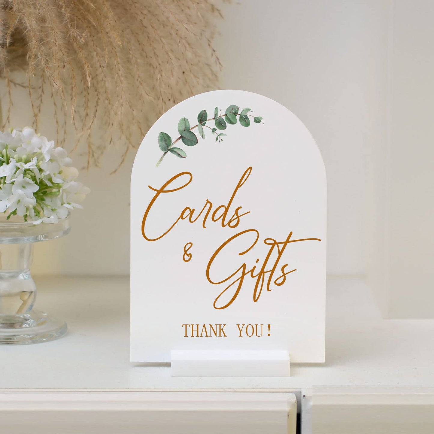 UNIQOOO 3" White Acrylic Stand | Wedding Sign Holders, 20 Count